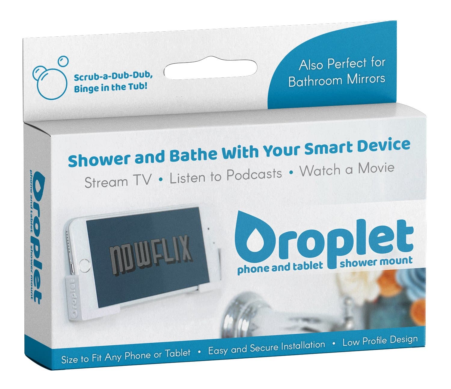Droplet: The Shower & Bath Mount for Phones & Tablets