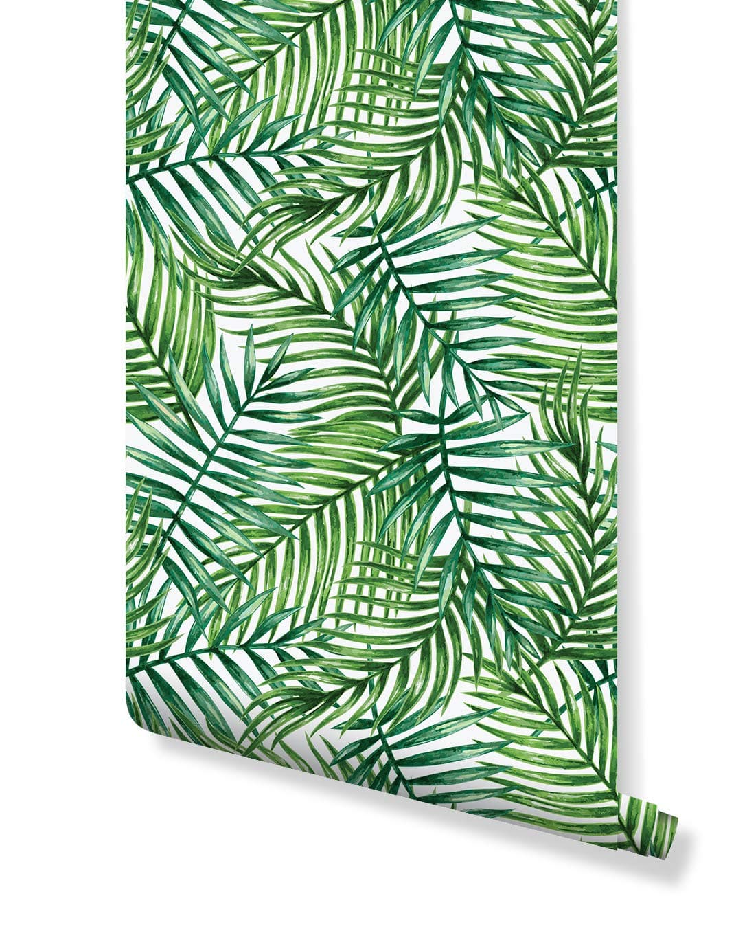Temporary Self Adhesive Removable Wallpaper with Watercolor Green Tropical Palm Leaves, Great for Home Improvement Wall Decor CC162 (6" x 10" Sample)