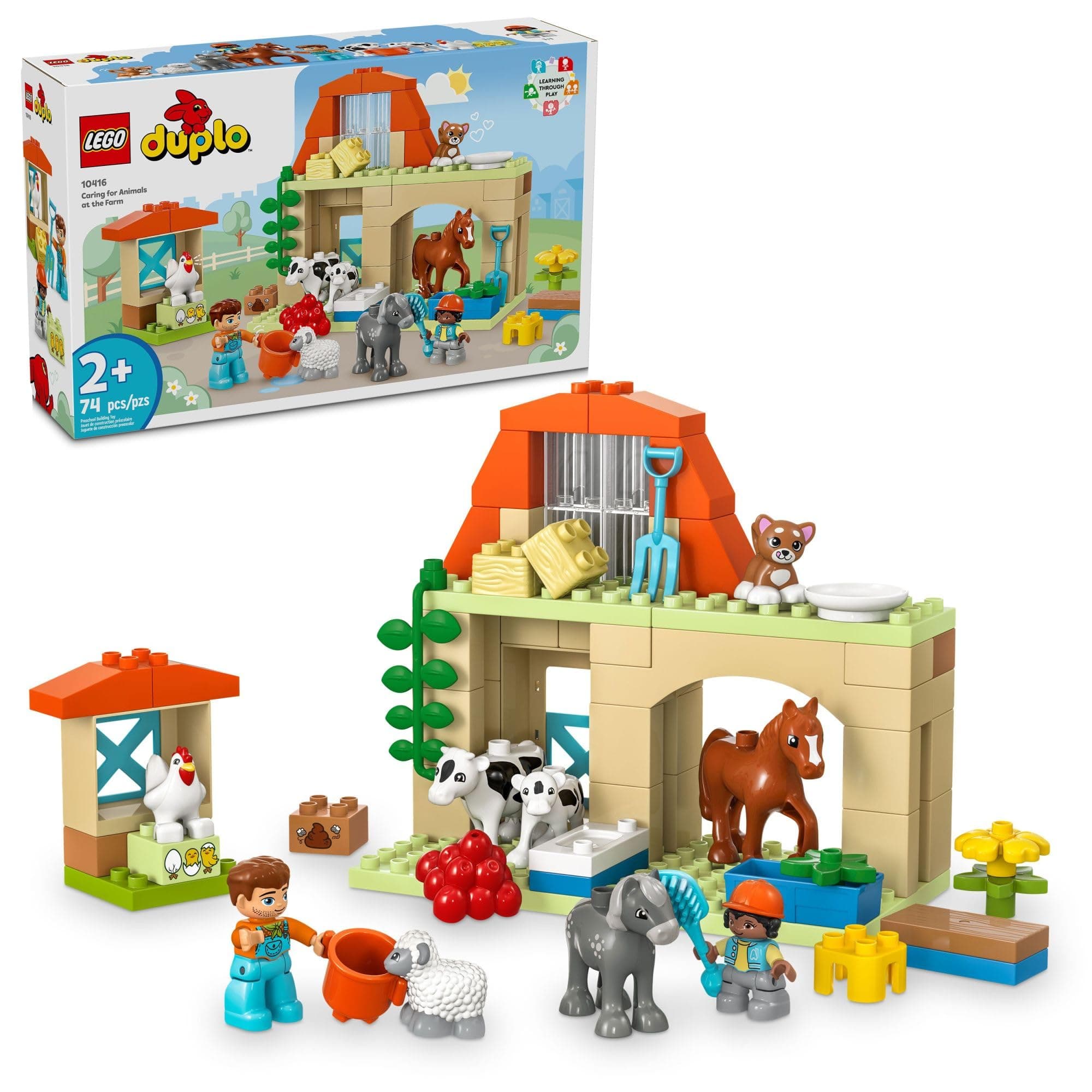 DUPLO Town Caring for Animals at The Farm Building Toys Playset - Learning, Educational Toys for Toddlers & Preschool, Ages 2+ - Building Blocks for Pretend Play Set W/Animal Figures - 10416