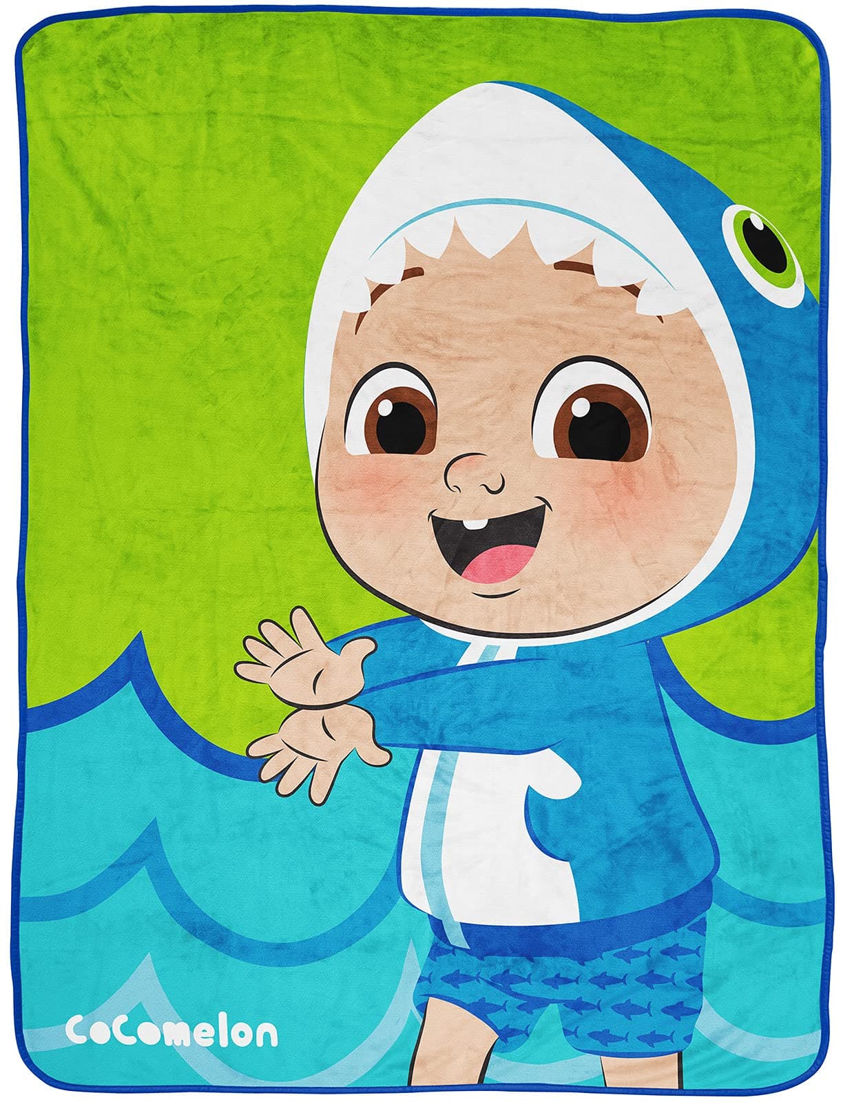 Jay FrancoCocomelon JJ Shark Throw Blanket - Measures 46 x 60 inches, Kids Bedding - Fade Resistant Super Soft Fleece (Official Cocomelon Product)