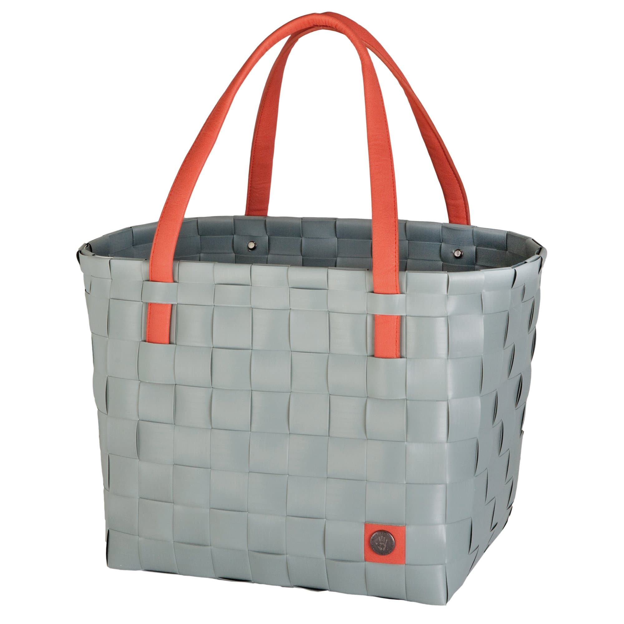 Unek Goods Handed By Color Block Recycled Reusable Handmade Woven Grocery Shopping Tote Bag with Soft Comfort Handles