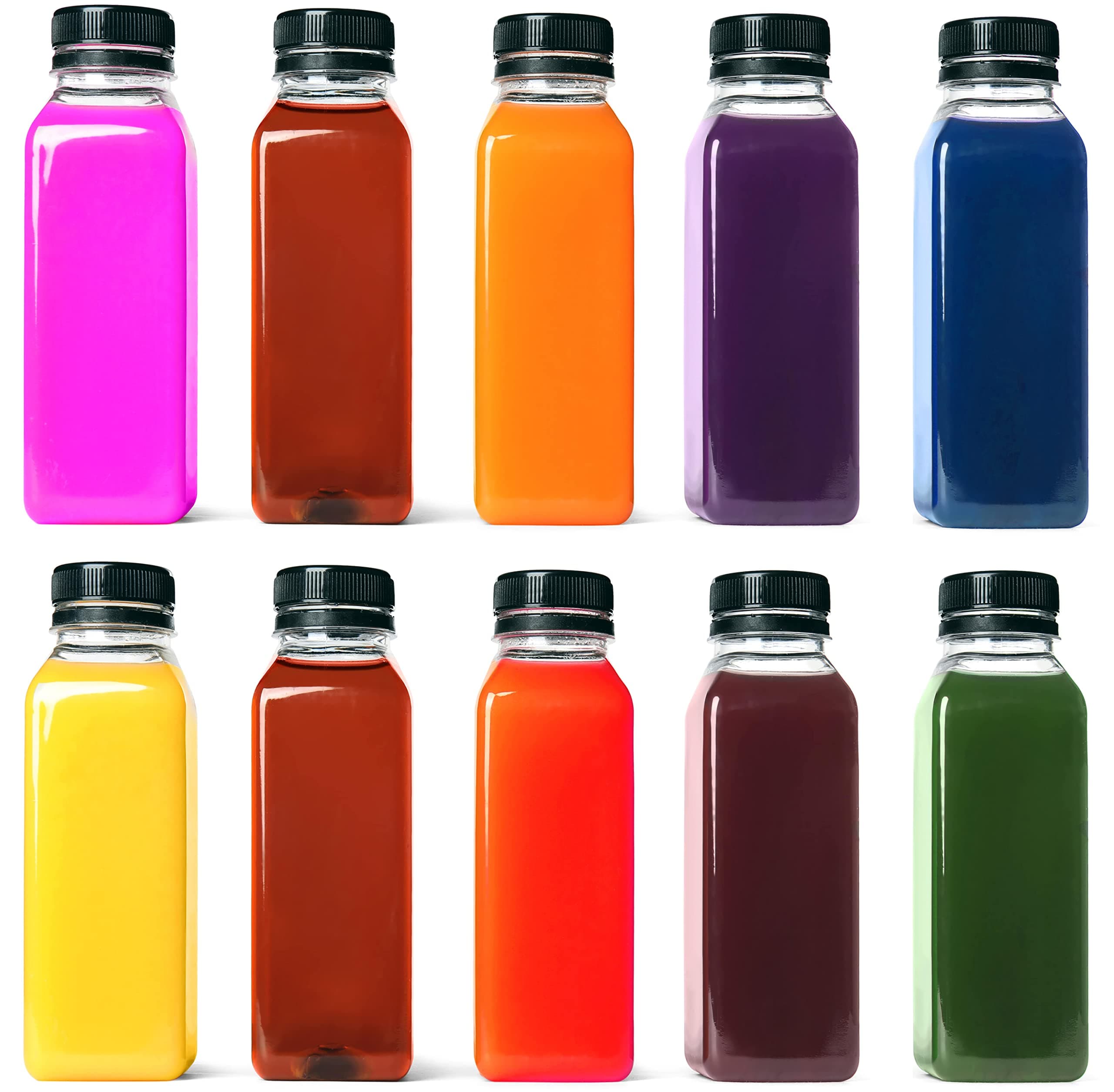 HYFY [10 PCS] 500ml Plastic Juice Bottles 16oz Clear Plastic Bottles With Caps