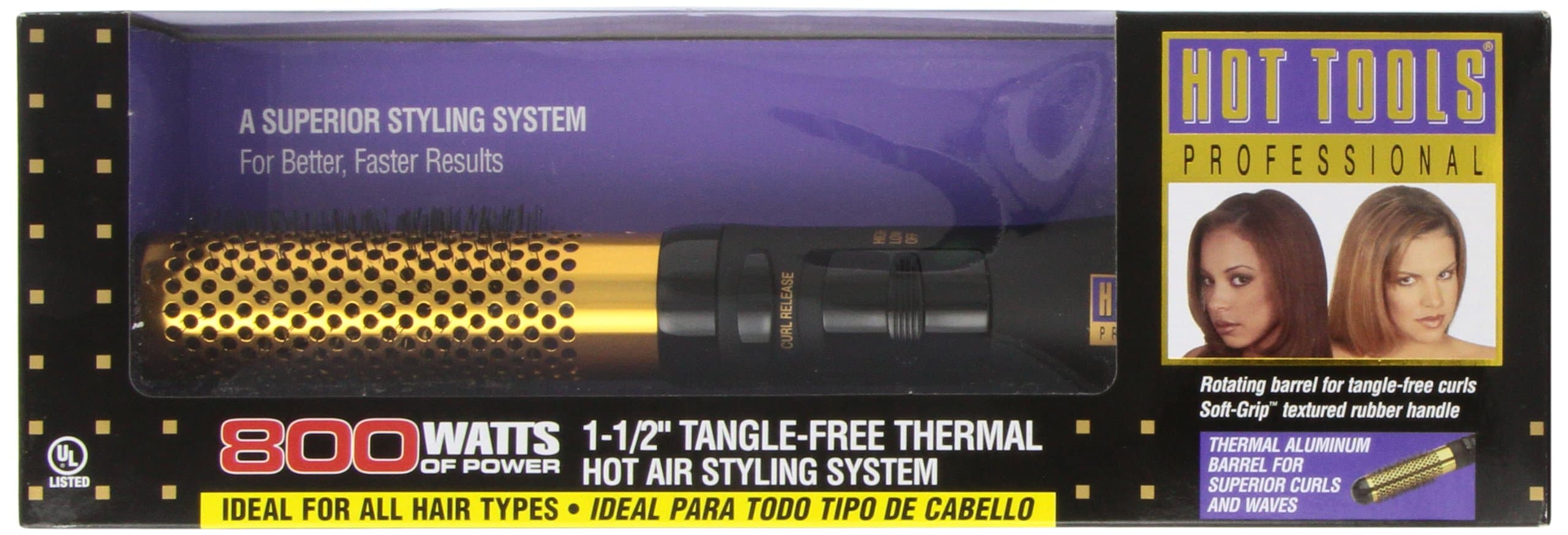 Hot Tools Professional 1073 Tangle-Free Thermal Hot Air Styling System, 800 Watt, 1-1/2 Inch