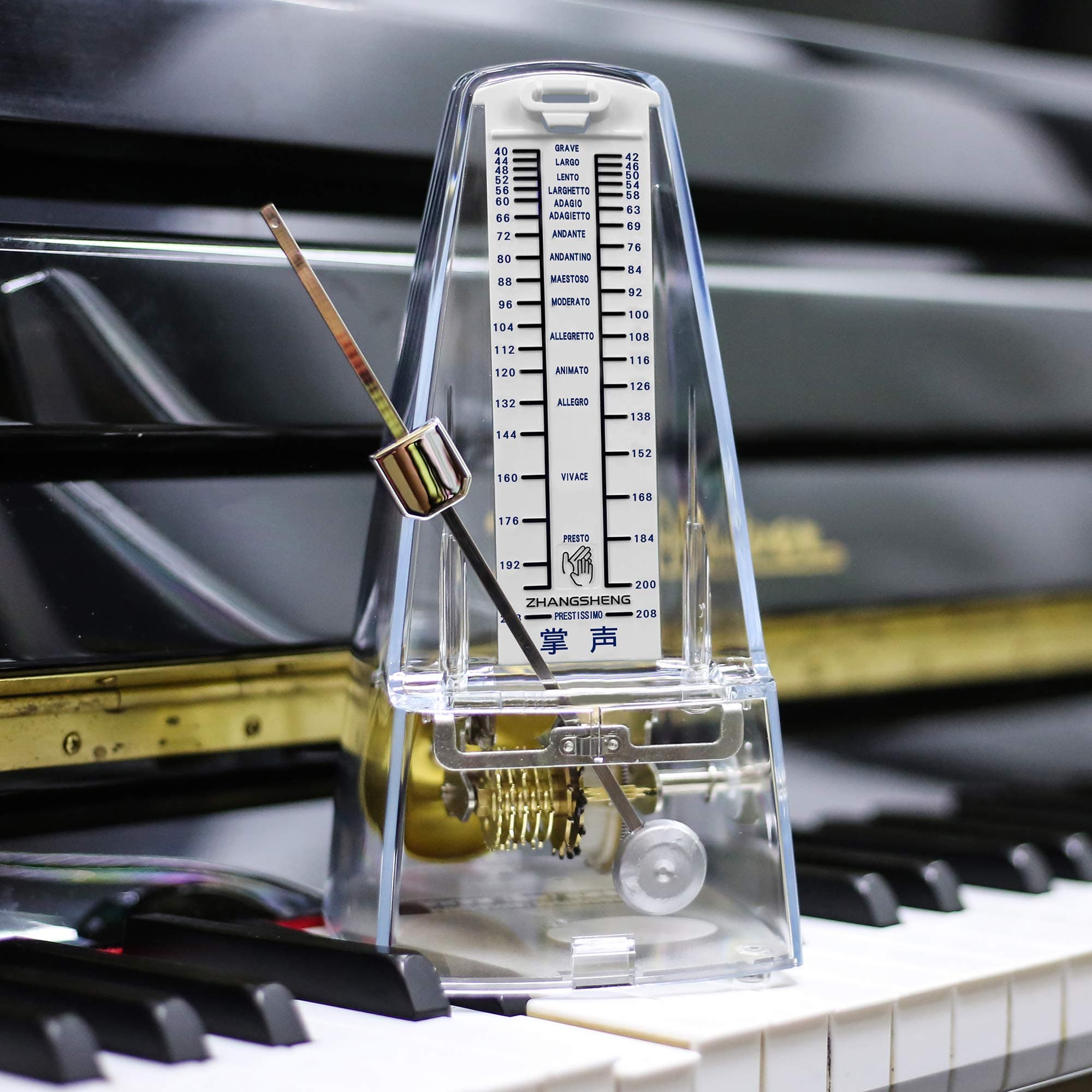 T710 Mechanical Metronome for Loud Sound Piano Drum Violin Guitar Bass, Track Tempo and Beat (Transparent)