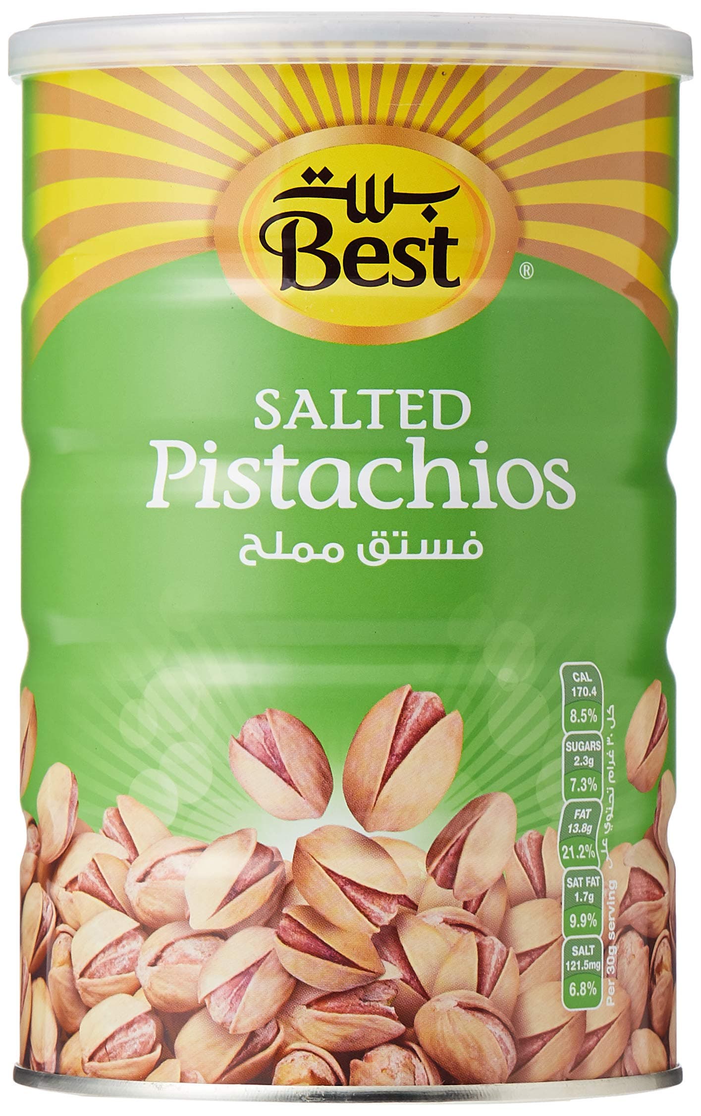 BEST Salted Pistachios - 400g Can | Healthy & Nutritious Snack | Gourmet Pistachios | Roasted and Lightly Salted