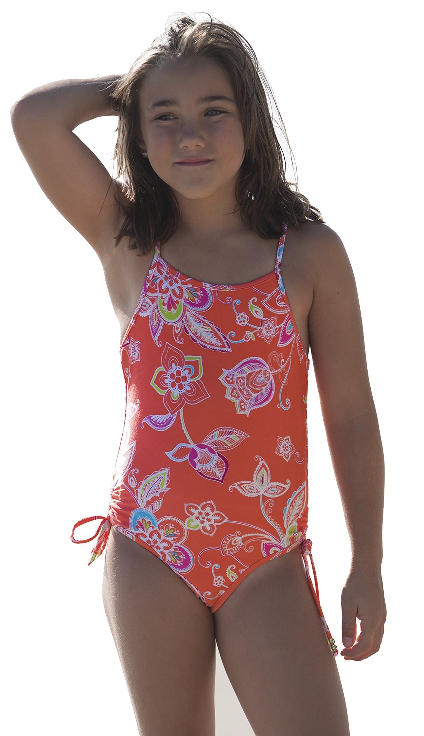 Point Conception Girls One Piece"Delight" Coral