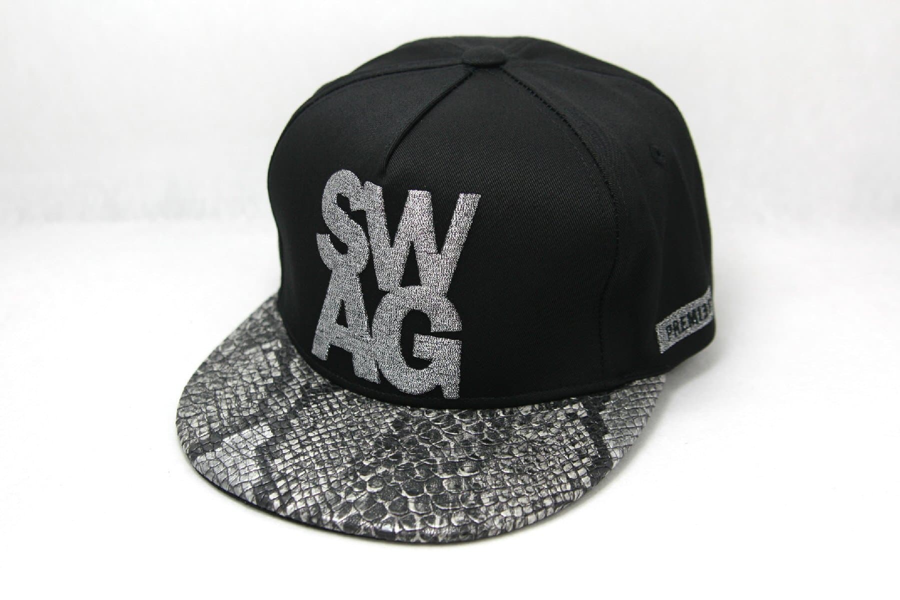 Uncleyong Snakeskin Brim Swag Snapback Hats Caps Silver