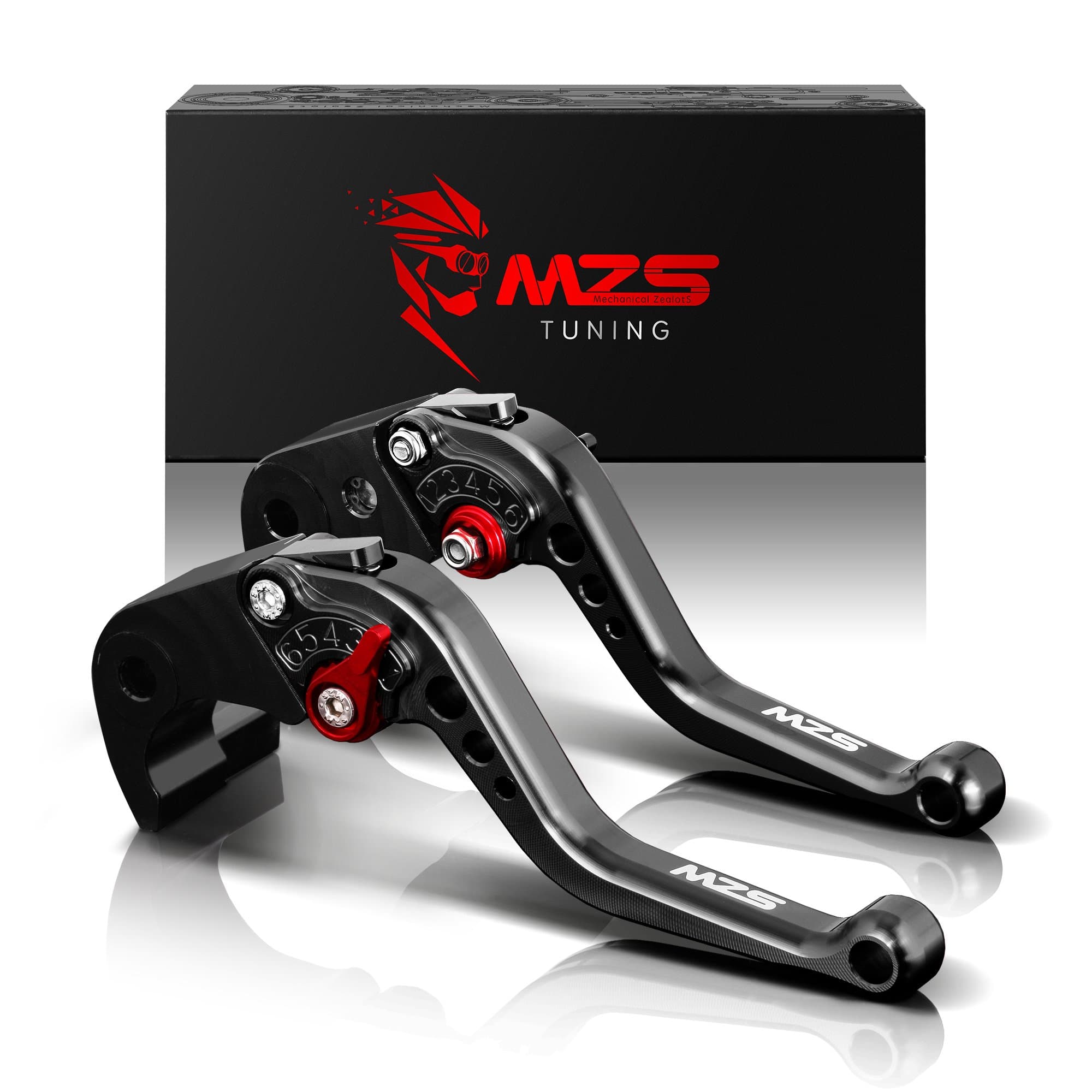 MZS Black Motorcycle Brake Clutch Levers Adjustable Short CNC Compatible with Raptor 700 700R YFM700 2007-2018 | YFZ 450 YFZ450 YFZ450R 2008-2018 | YFM250 Raptor 2008-2010