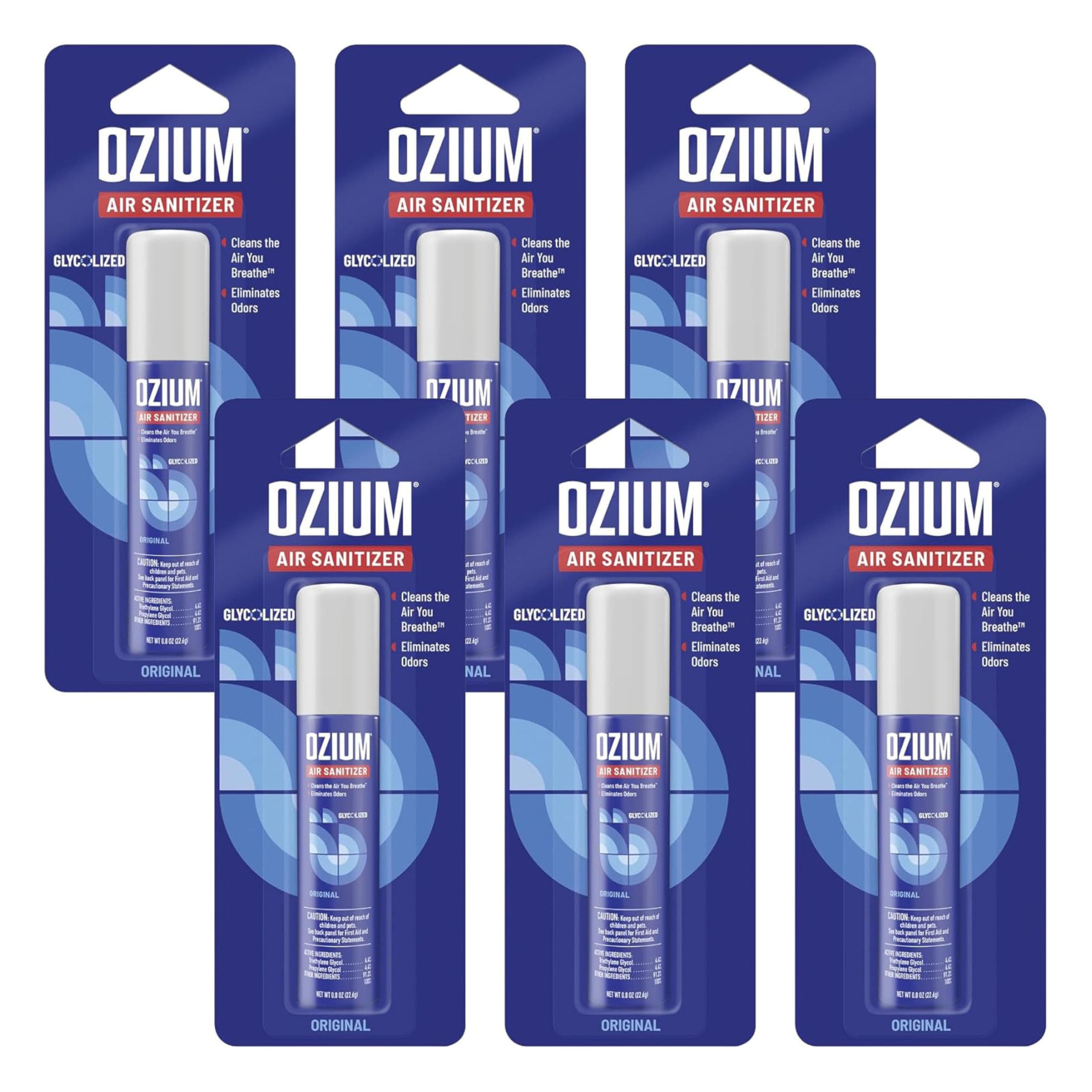 0.8 oz. Air Sanitizer & Odor Eliminator for Homes, Cars, Offices and More, Original Scent, Pack of 6