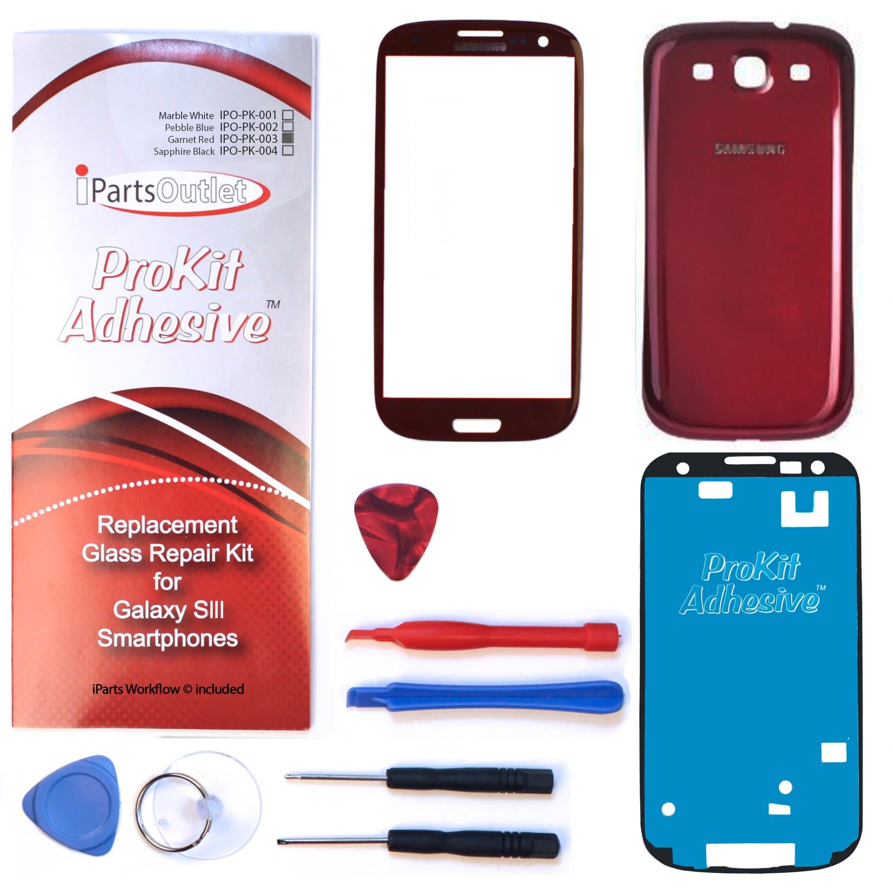 S3 ProKit color conversion Replacement Screen Glass Lens color conversion Kit i9300 I747 T999 i535 (Garnet Red) prokit adhesive