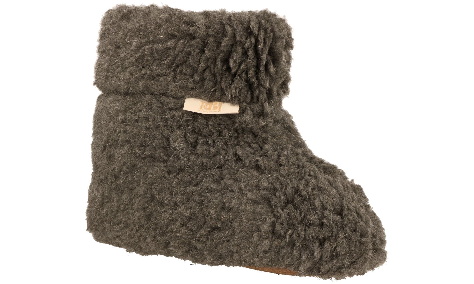 RBJ leather shoes Women’s Natural 100% Wool Slippers - in a Present Box (Optional) (8 UK + Gift Box, Grey)