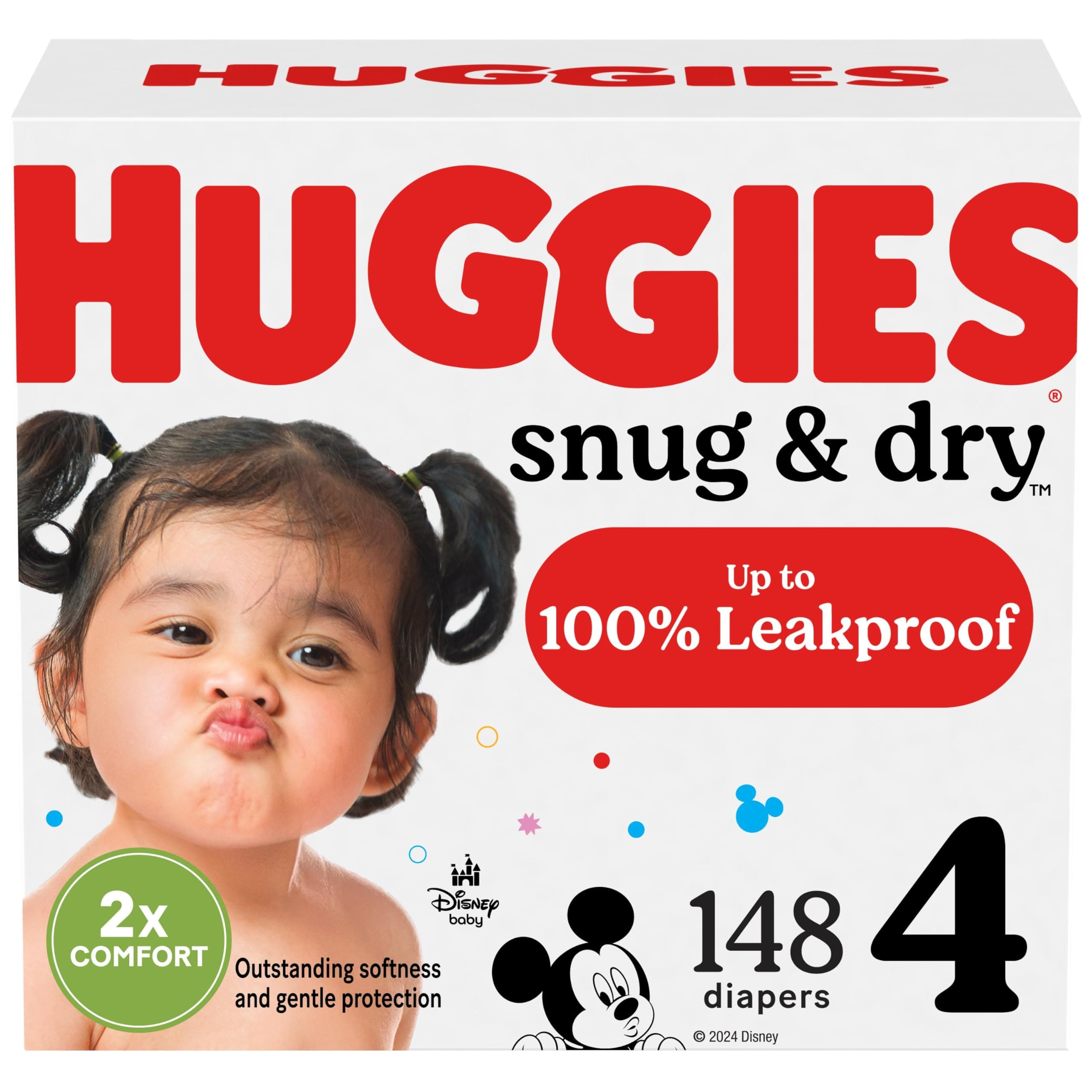 Huggies Size 4 Diapers, Snug & Dry Baby Diapers, Size 4 (22-37 lbs), 148 Count