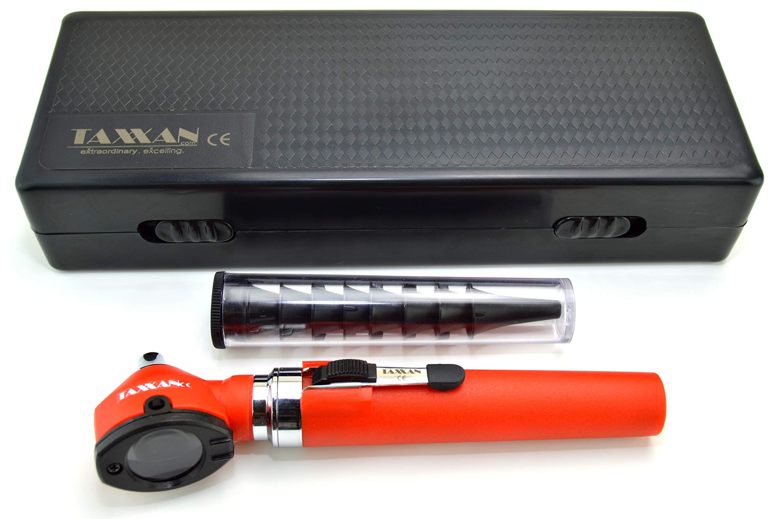 Fiber Optic Otoscope Set RED PRO ENT Diagnostic Set Otoscope with Disposable Speculum