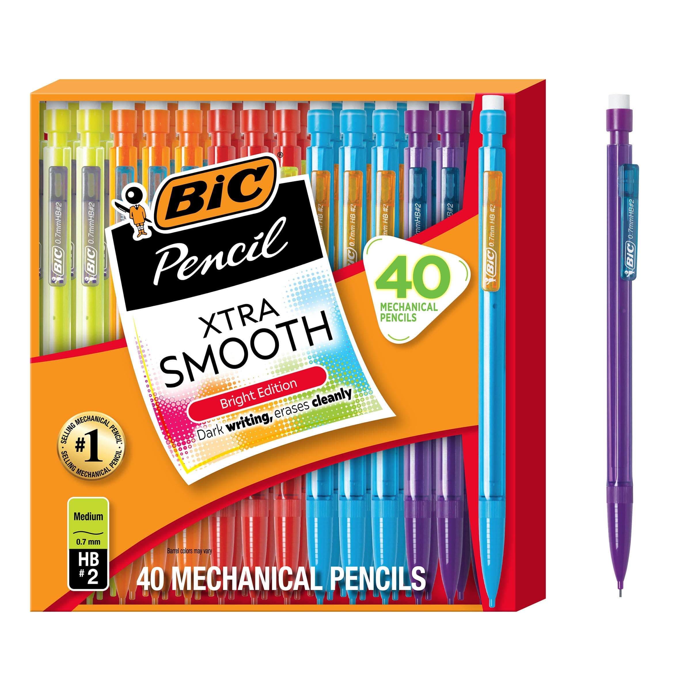 Mechanical Pencil Xtra Smooth Bright Edition, Black, 0.7mm, 40-Count, MPCE40-BLK