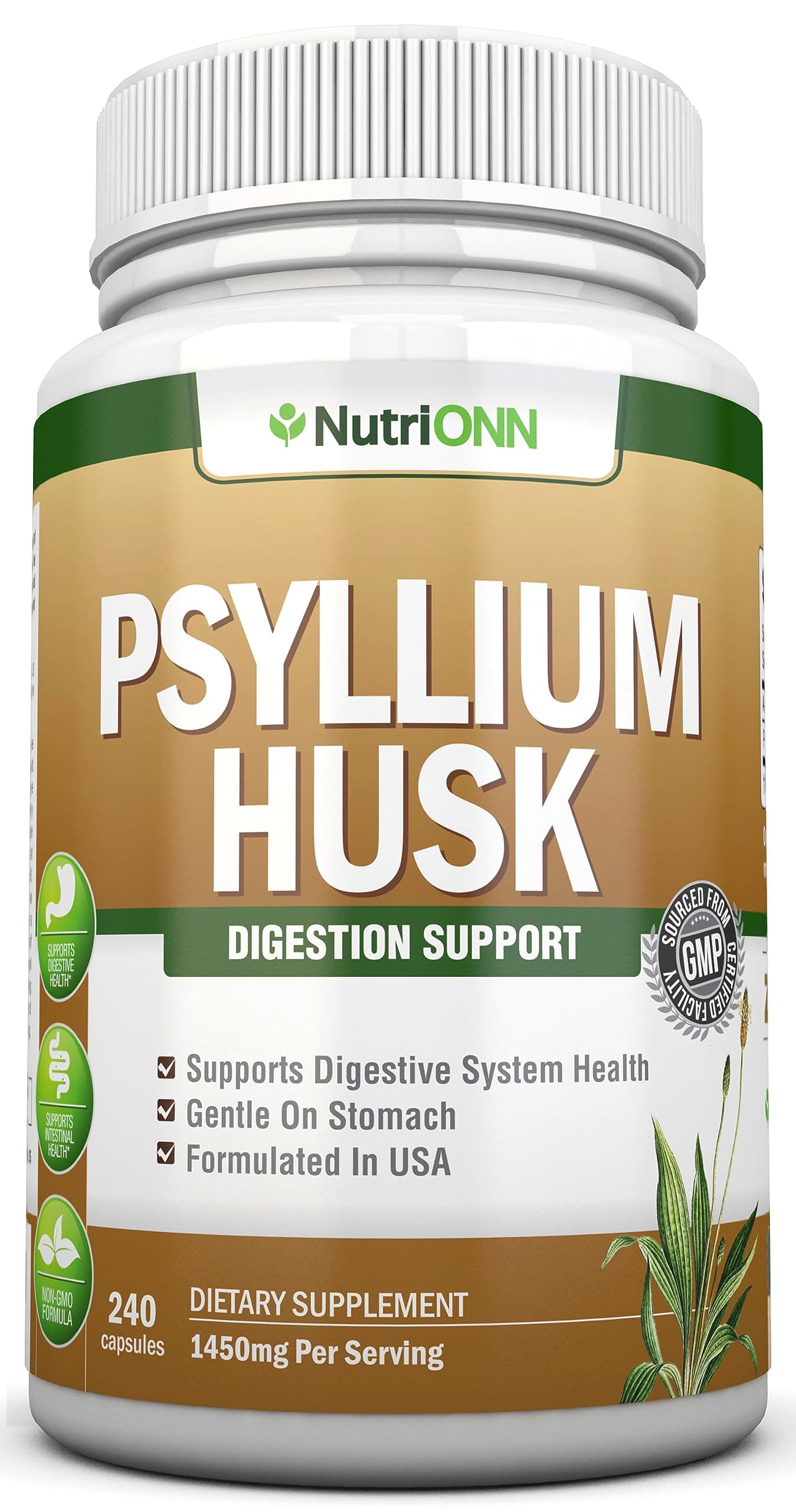 PSYLLIUM Husk Capsules - 1450mg Per Serving - 240 Capsules - Double Strength - Premium Psyllium Fiber Supplement - Great for Digestion and Regularity - 100% Natural Soluble Fiber