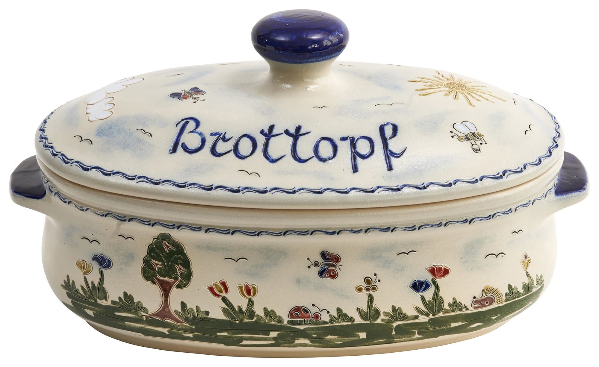 Original Westerwälder Kannenbäckerland Pot Salt-Glazed Stoneware Ceramic Bread Crock Oval, Heile Welt, groß