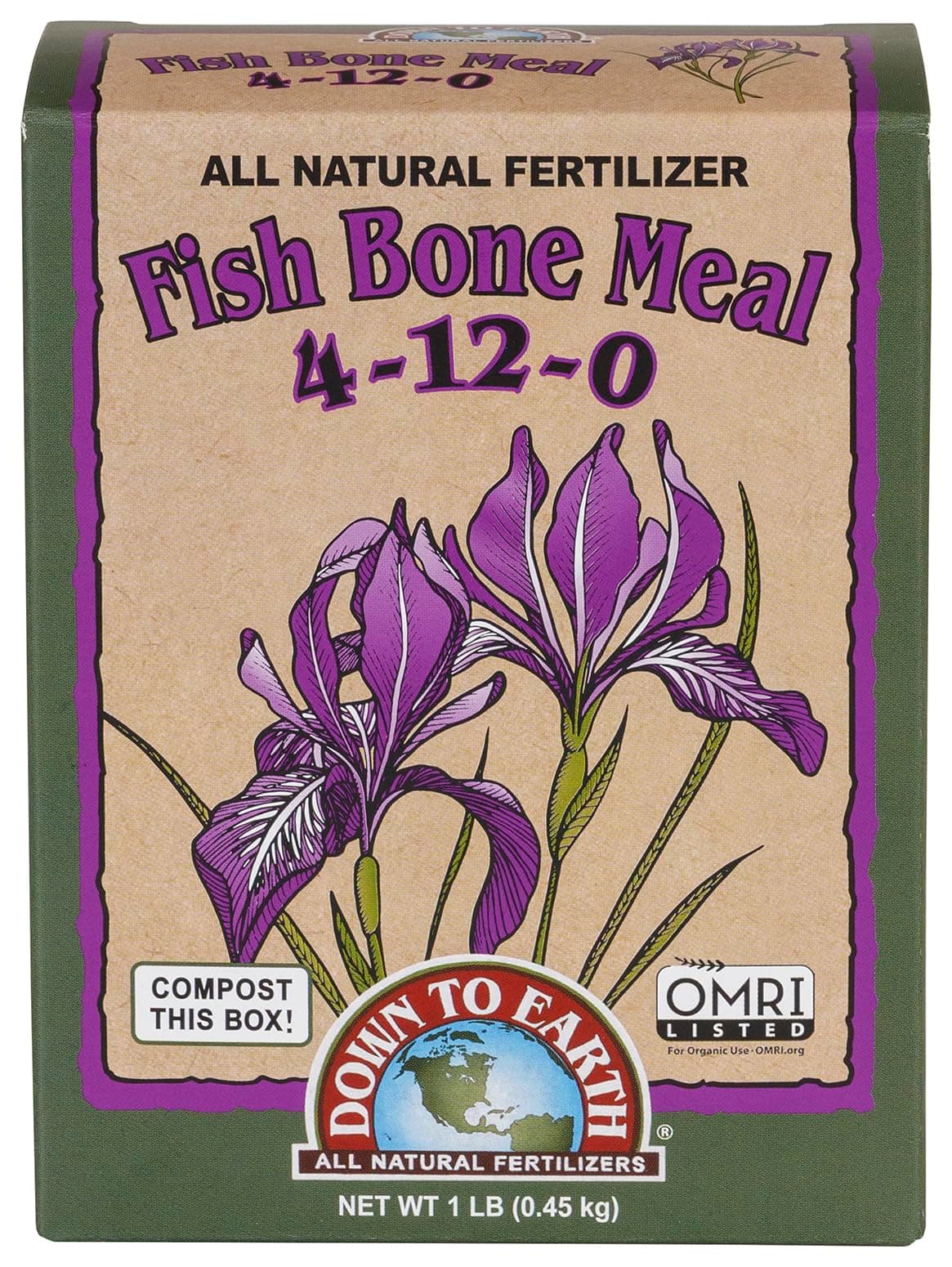 Down to Earth Organic Fish Bone Meal Fertilizer Mix 4-12-0, 1 lb