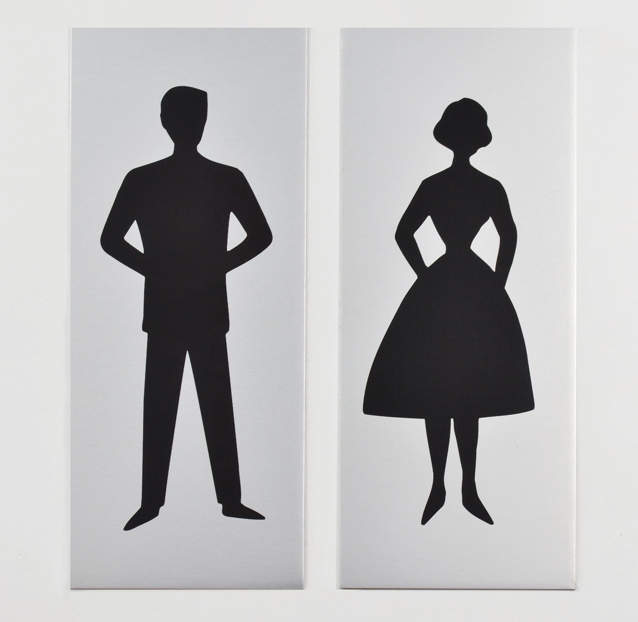 Sivoss 1 Set/Pair WC Toilet Sign Nostalgic design (13x5cm) made of Aluminium Germany