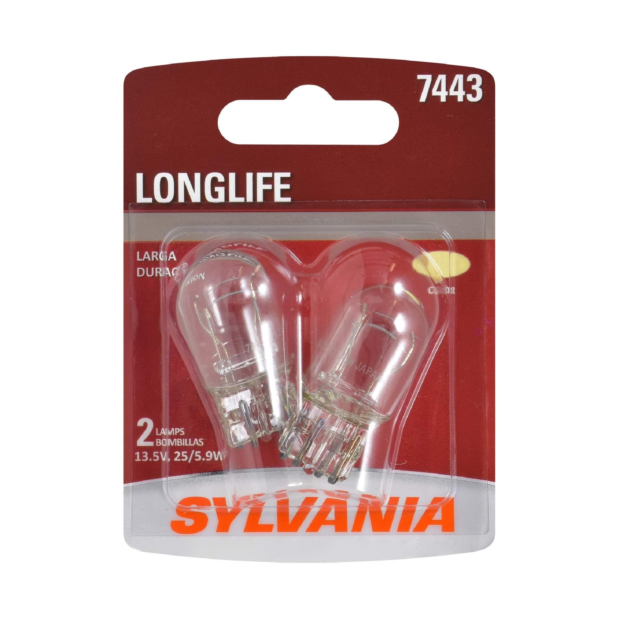 SYLVANIA 7443 Long Life Miniature Bulb, (Includes 2 Bulbs)