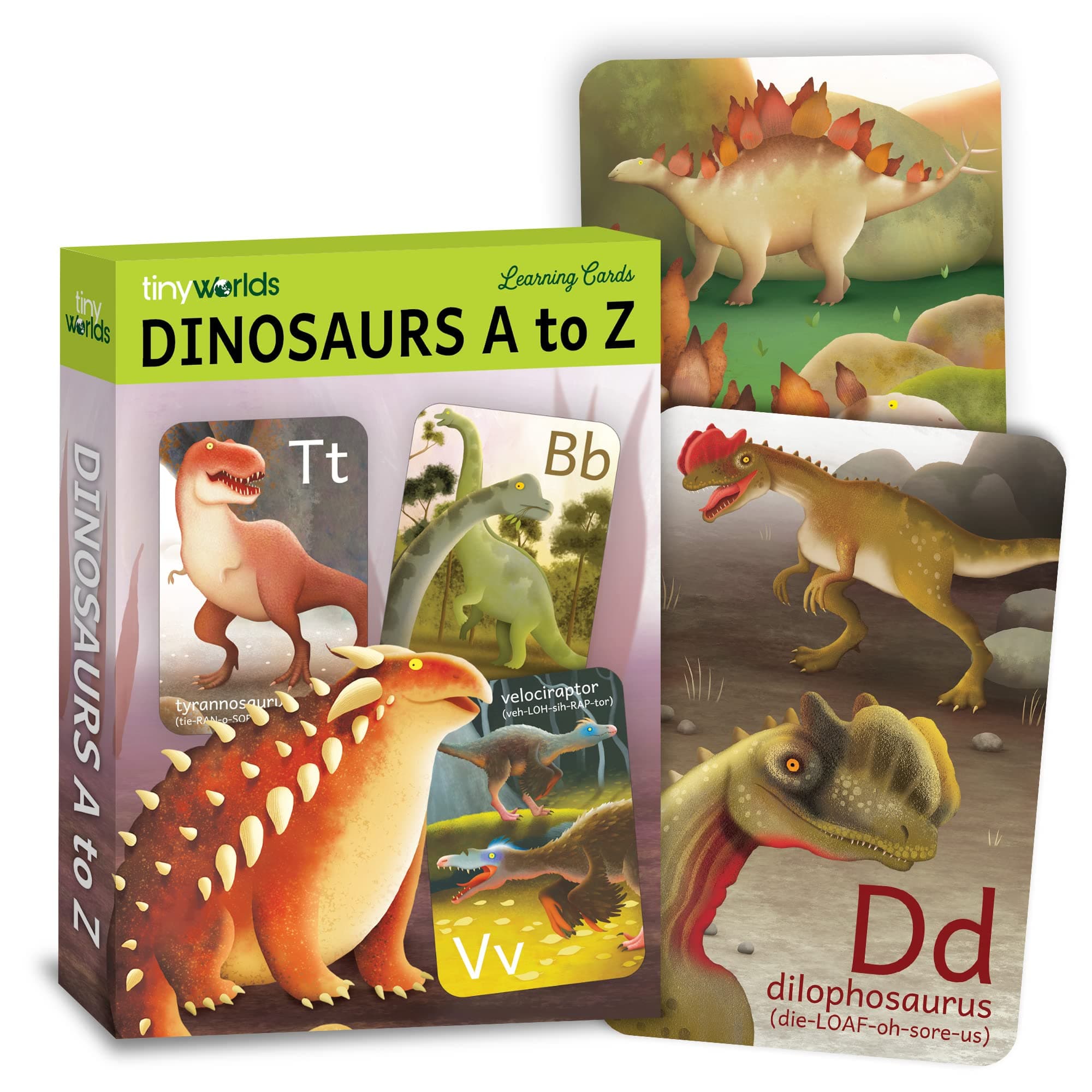 Dinosaur ABC Flash Cards, Alphabet A to Z Dinosaurs flashcards for Kids 4-8 Years, Dinos Picture Learning Cards, Dino Flash Card for Pre-K, Children: Set of 26 FlashCards