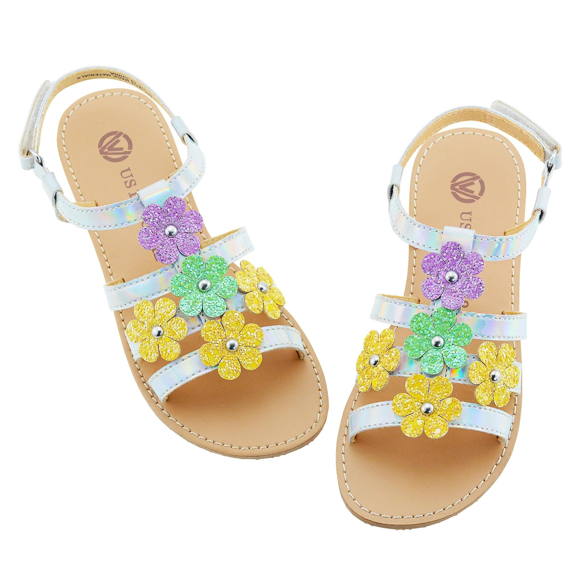 SKABIUGirls Sandals Kids Strap Flat Sandals Open Toe Summer Flower Casual Sandals