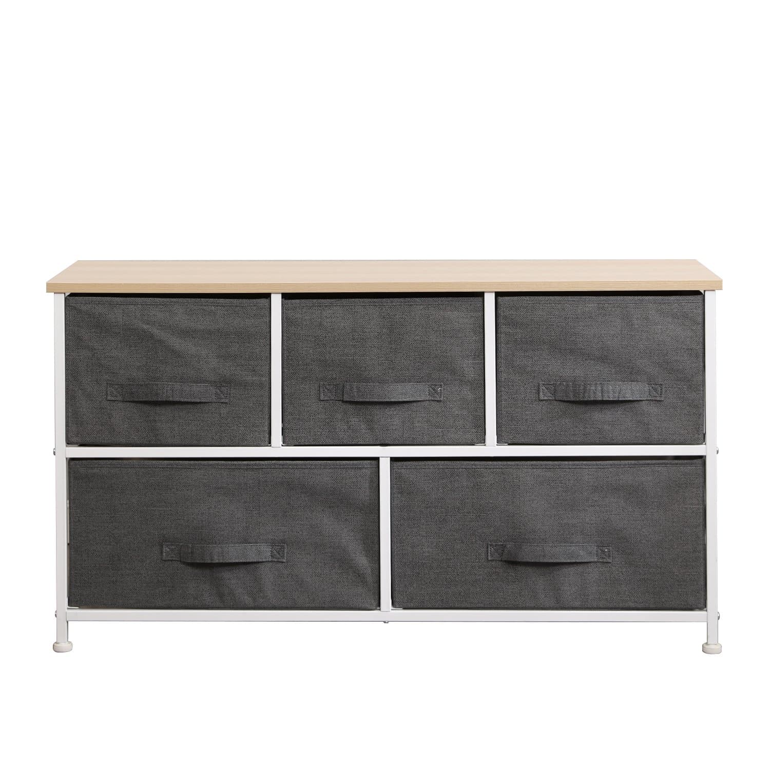 soges Fabric 5-Drawer Storage Organizer Unit for Bedroom, or Play Room with Fabric Bin Storage Unit Grey, 106-GY-N