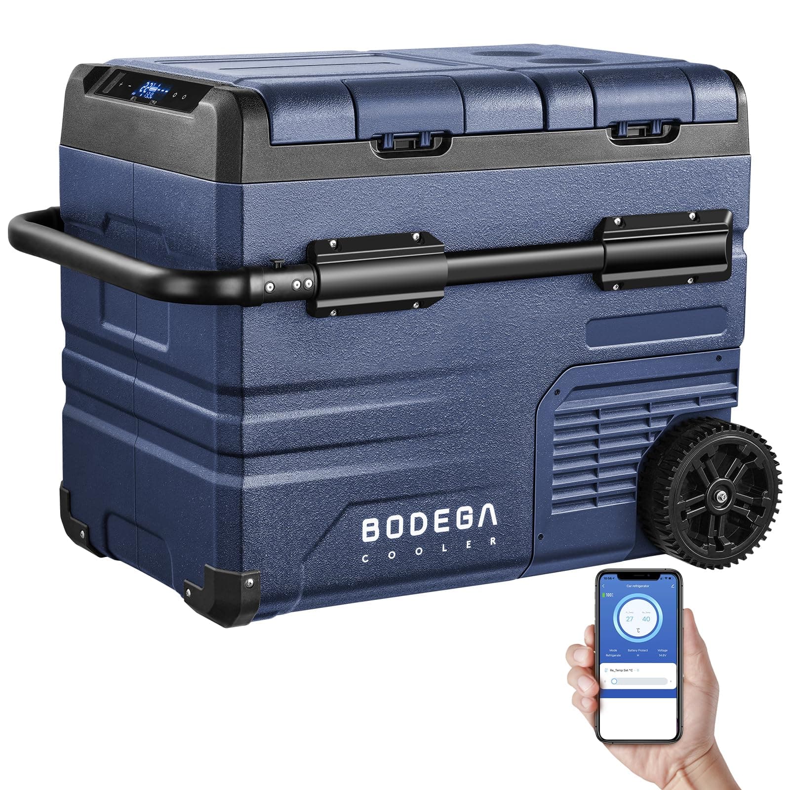 BODEGA BODEGACOOLER 12V Portable Refrigerator,48 Quart(45L) Car Fridge,RV Car Refrigerator,Portable Fridge Freezer, -4℉-68 Cooler APP Control 12/24V DC and 100-240V AC for Car,Travel(2 Doors)