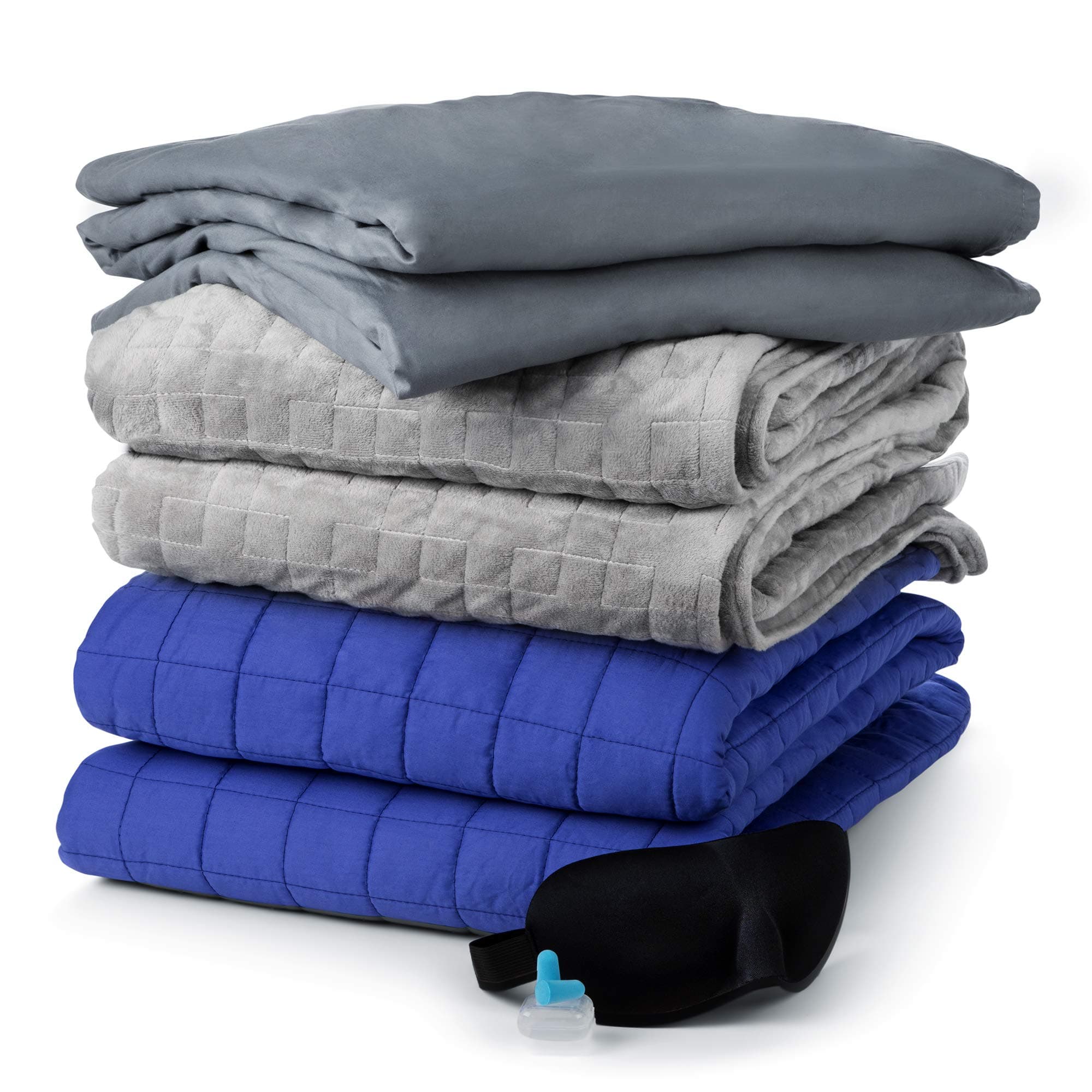 Weighted Blanket with Duvet, for Queen or Full, 15 lb - Heavy Blankets for Adults with 2 Removable Covers and Sleep Mask - Minky, Glass Beads