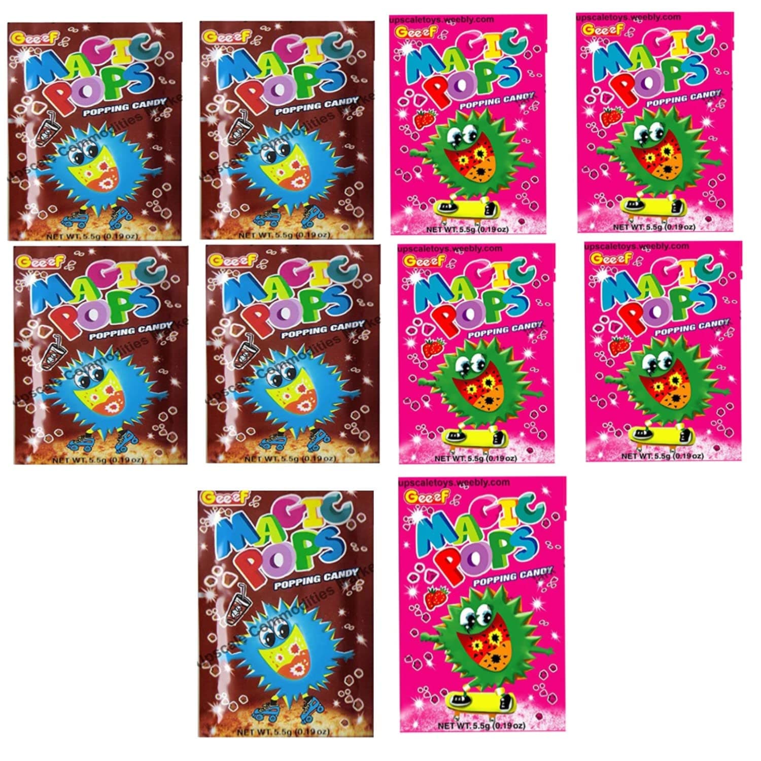 SHREE KARNI TRADERS Magic Pops Popping Strawberry + Cola Flavour Candy Pack Of 10 Pouch, 5.5 Gram