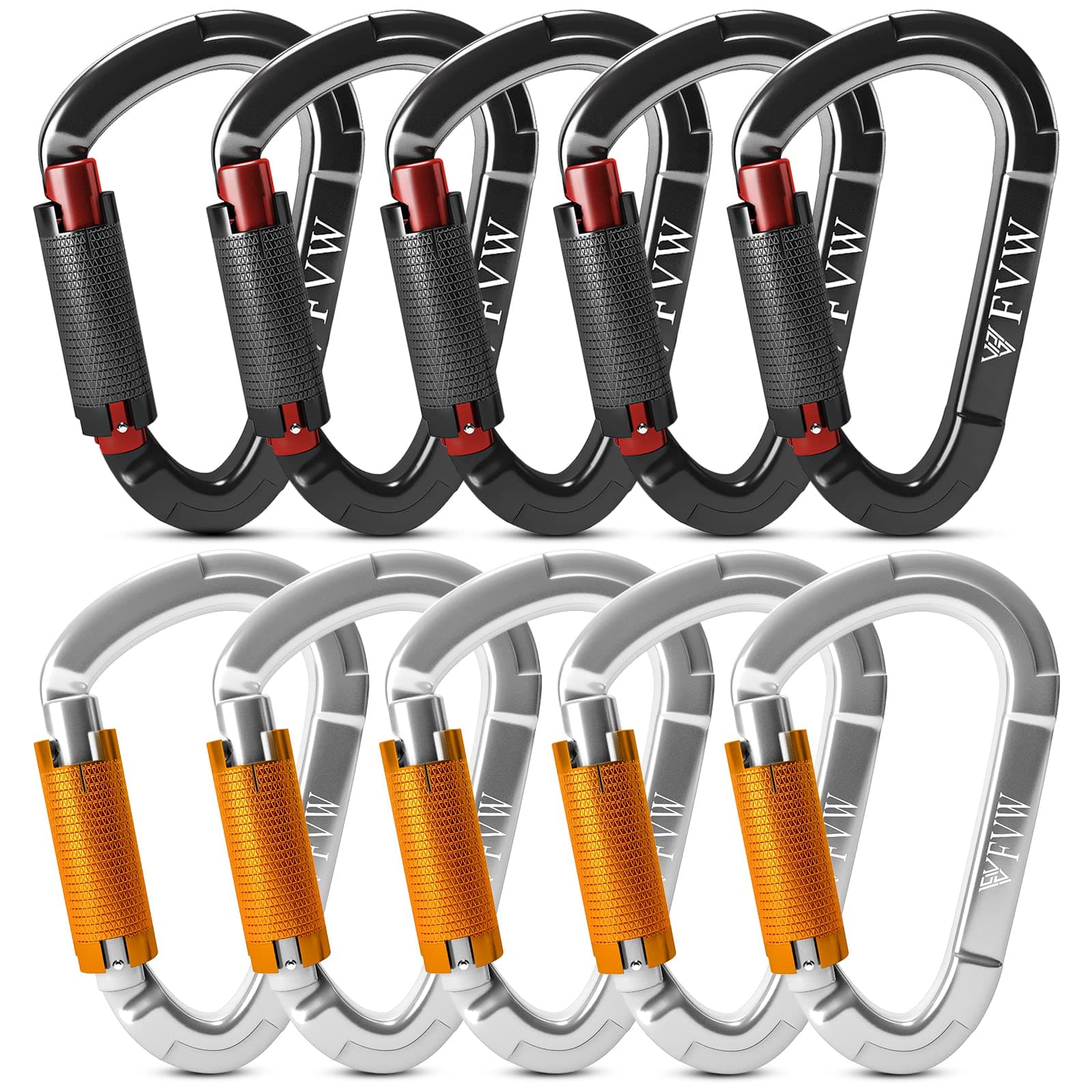 Auto Locking Rock Climbing Carabiner Clips, UIAA Certified Professional 25KN (5620 lbs) Heavy Duty Caribeaners for Rappelling Swing Rescue & Gym etc,Large Carabiners,D-Shaped