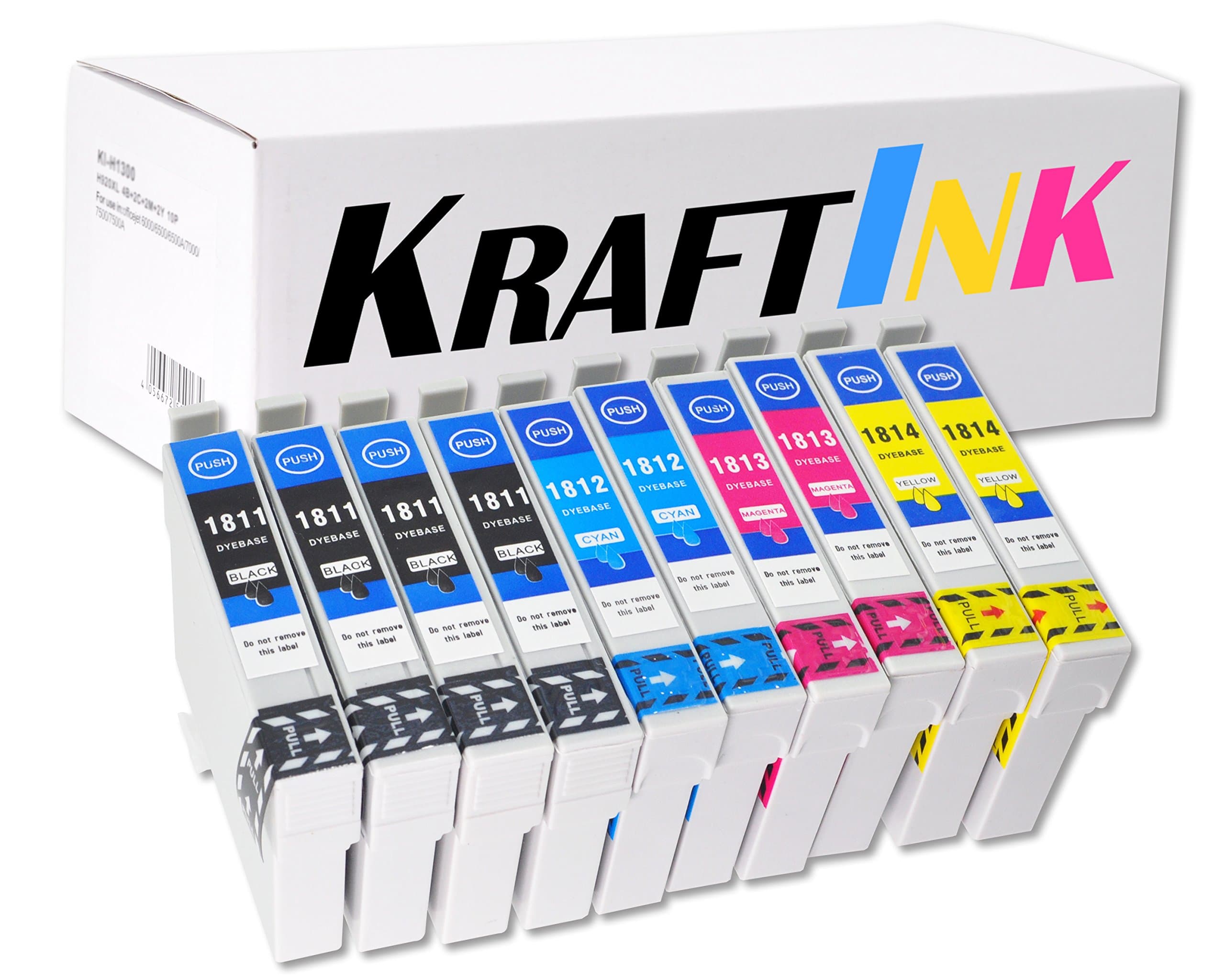 Kraftink 10 XL Ink Cartridges for Epson XP33 XP225 XP313 XP322 XP325 XP413 XP422 XP425 Black, 3 Cyan, 3 Magenta, 3 Yellow, C Y M B