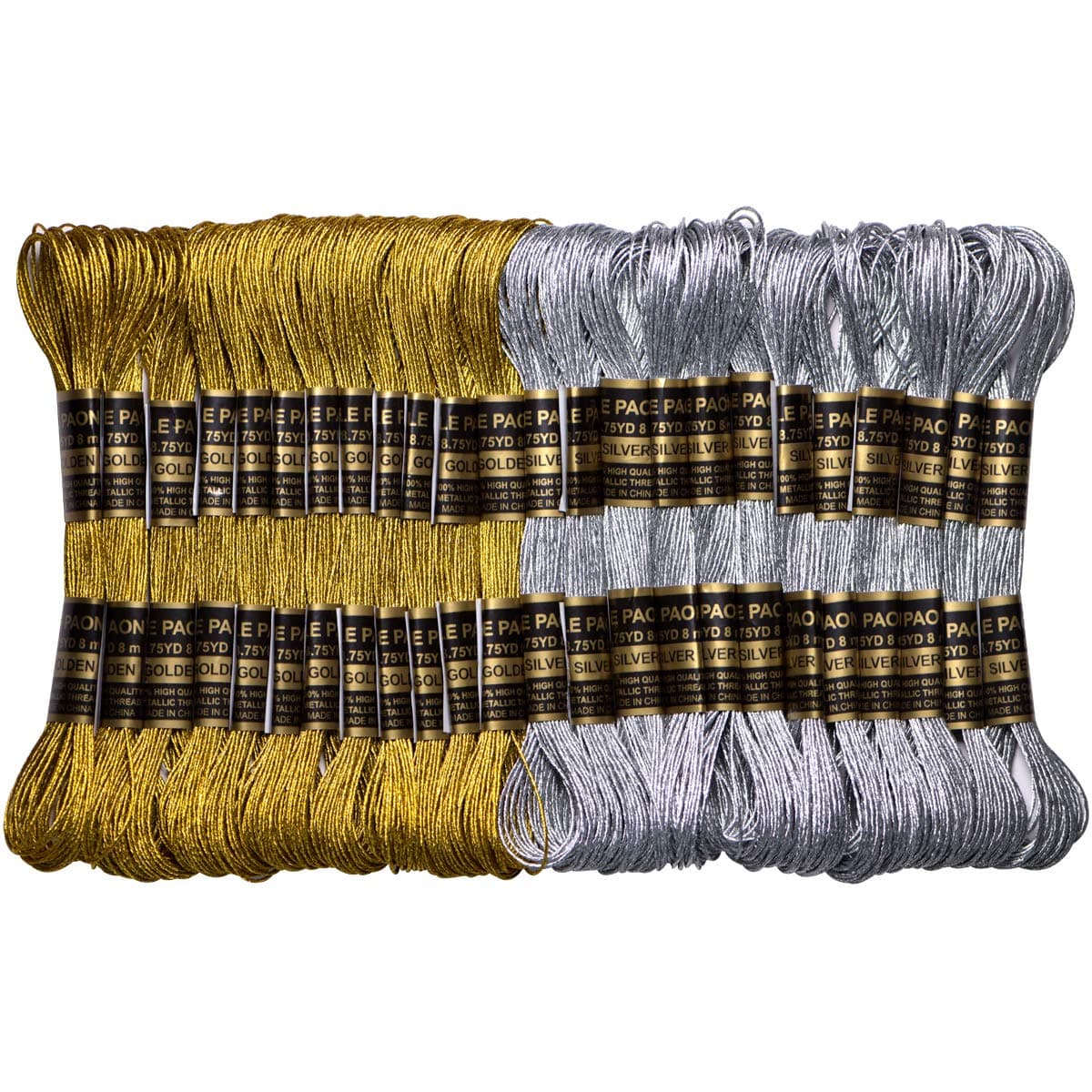 LE PAON24 Skeins Metallic Embroidery Thread -Cross Stitch Threads - Friendship Bracelets String - Crafts Floss Gold and Sliver