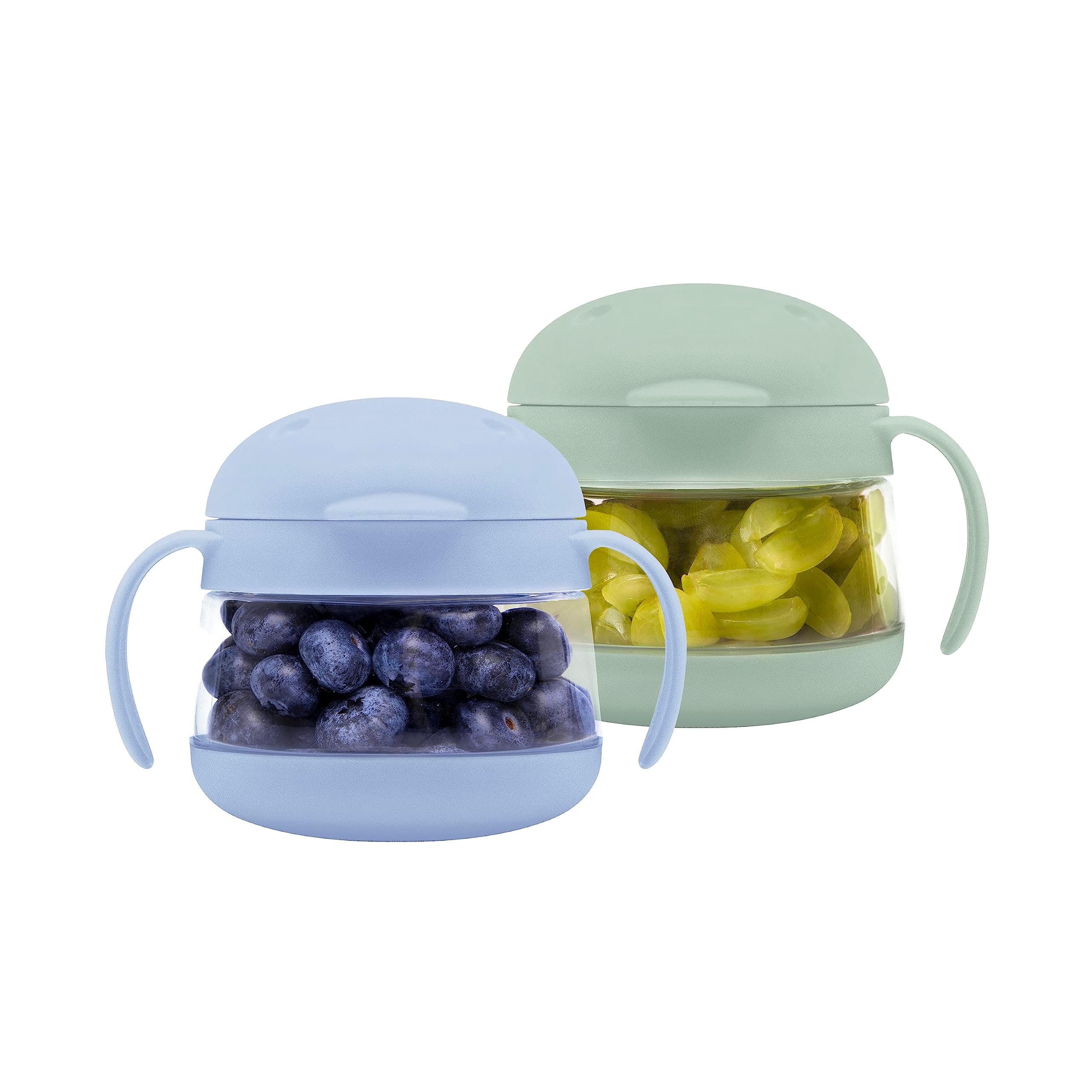 Pearhead Ubbi Tweat No Spill Snack Container for Kids, BPA-Free, Toddler Snack Container, Sage & Blue