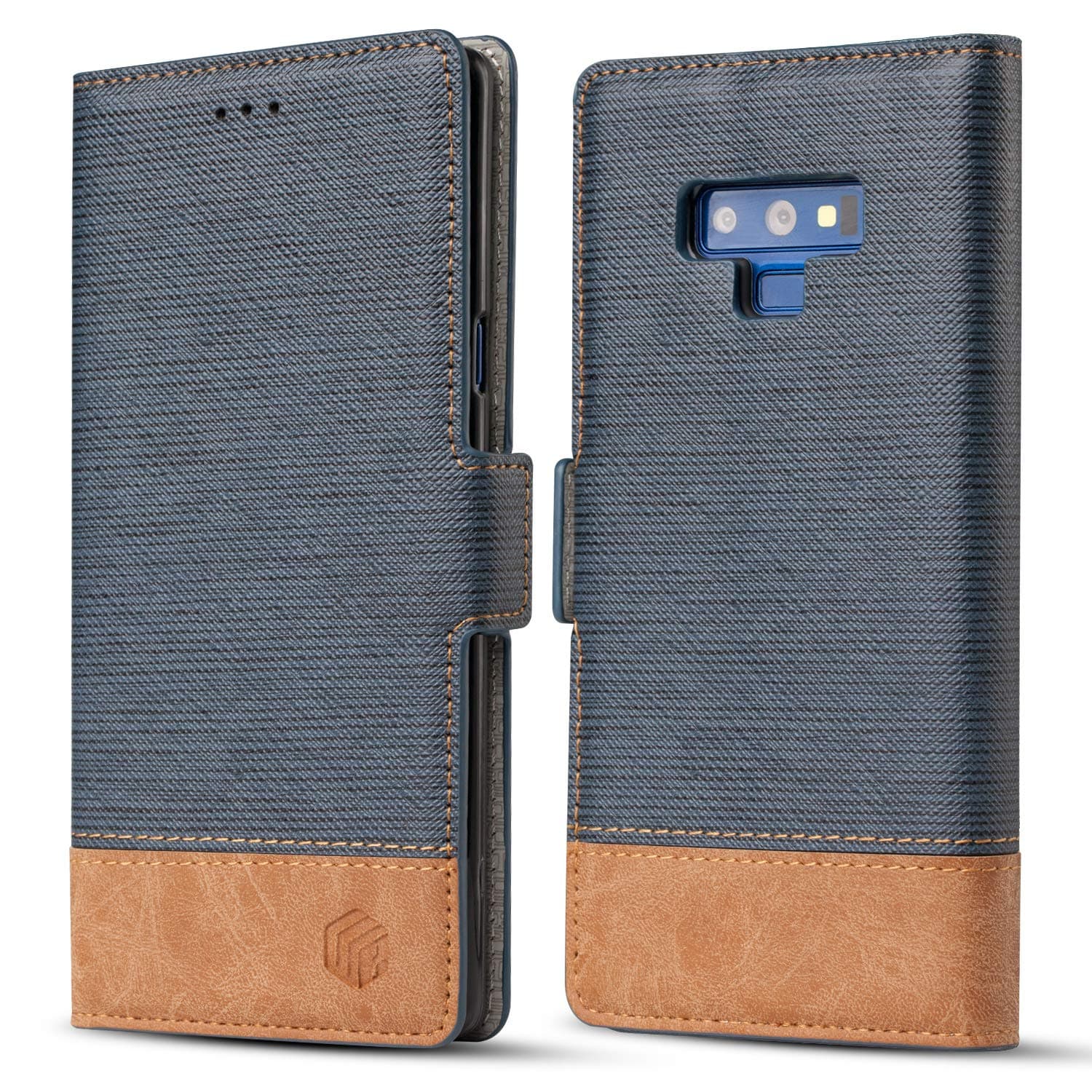 WenBelle Wallet Case for Galaxy Note 9,Blazers Two Series,Slim Stand Feature,Double Layer Shock Absorbing Premium Soft PU Color Matching Leather Flip Cases for Samsung Galaxy Note 9 (Blue)