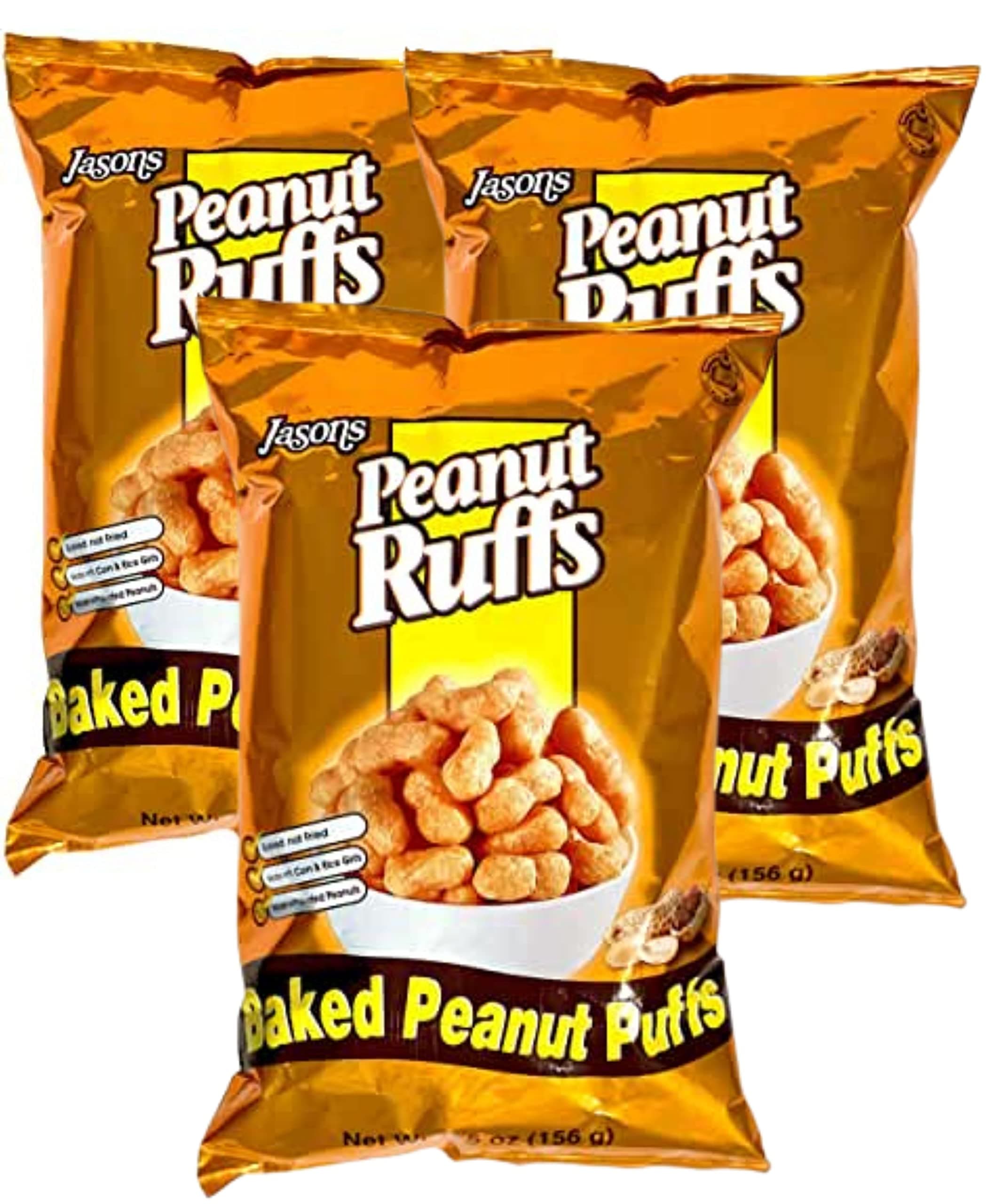 Jasons Fiji - PEANUT RUFFS (3 Pack Deal x 5.5 Oz) Real Peanut Butter Snacks | Baked With Unique Fiji Flavor