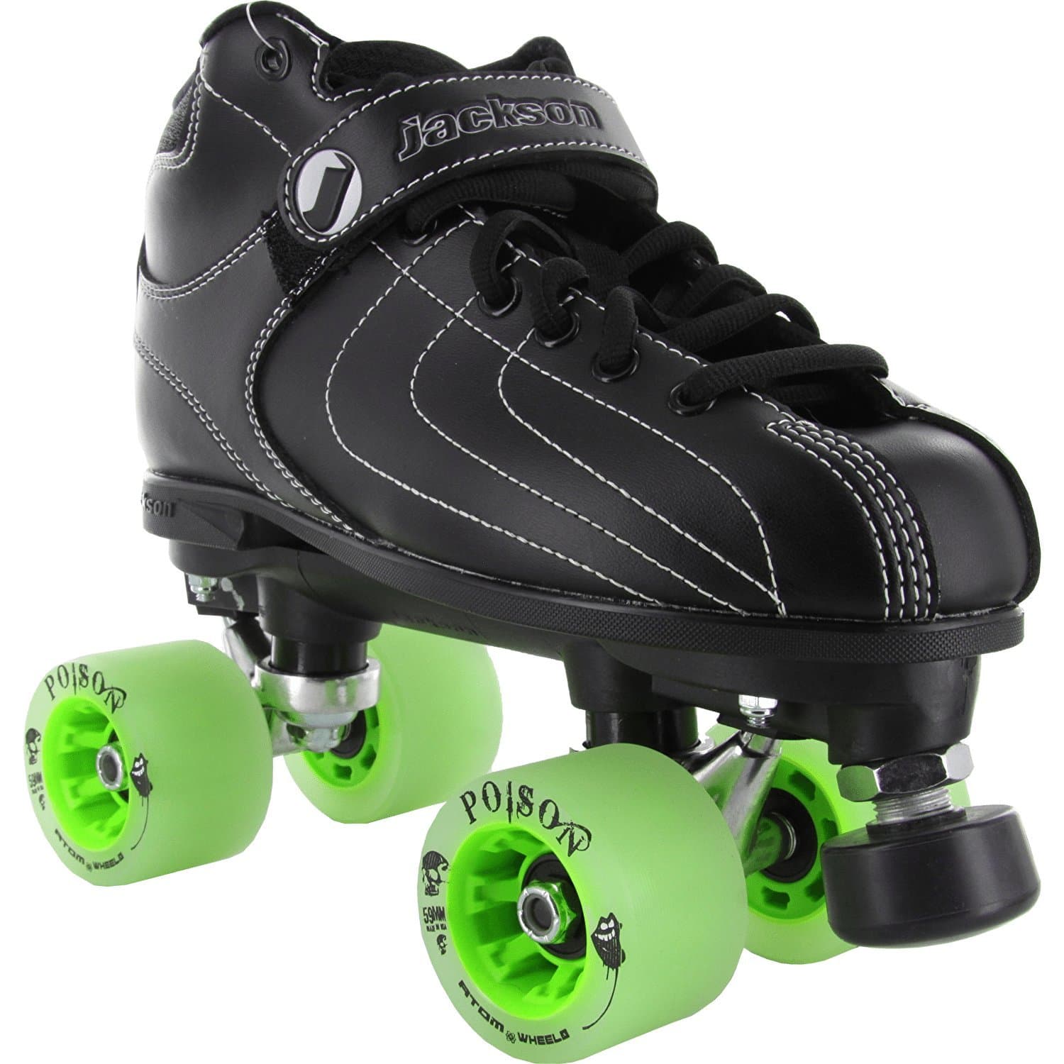 New! Jackson Vibe Black on Black Quad Roller Speed Skates (Mens 5)