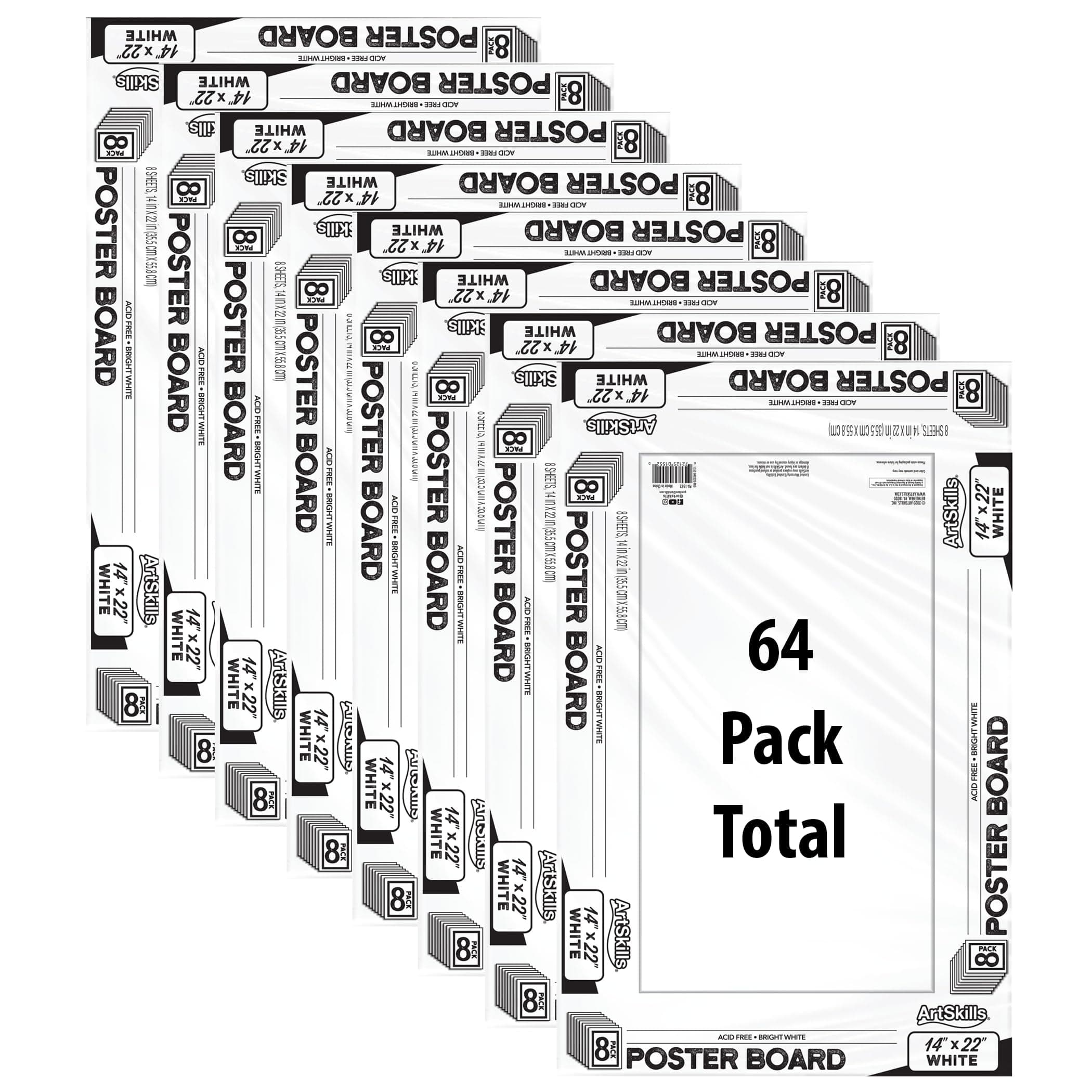 ArtSkills14" x 22" Premium Poster Board - Lightweight White Poster Board 64 Count