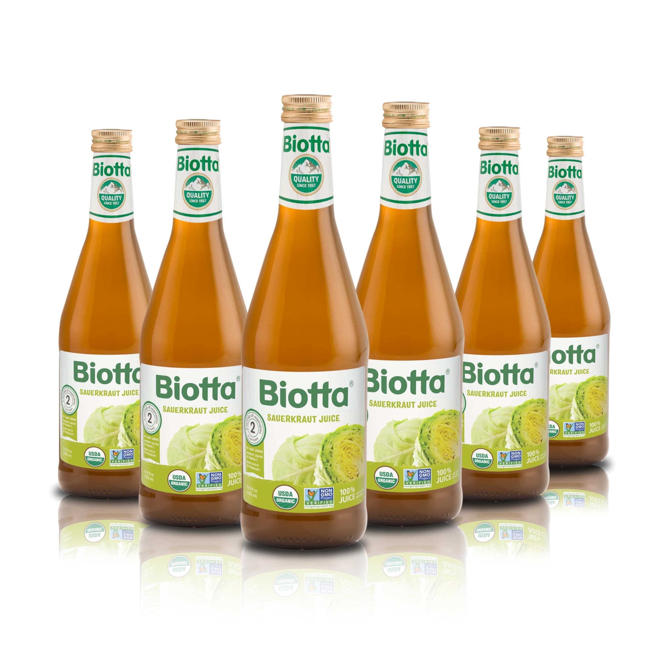 Organic Sauerkraut Juice - 100% Vegetable Juice for Energy, Immunity & Wellness - Excellent Source of Nutrients - All Natural, Non-GMO, Gluten-Free (16.9 Fl Oz, Pack of 6)