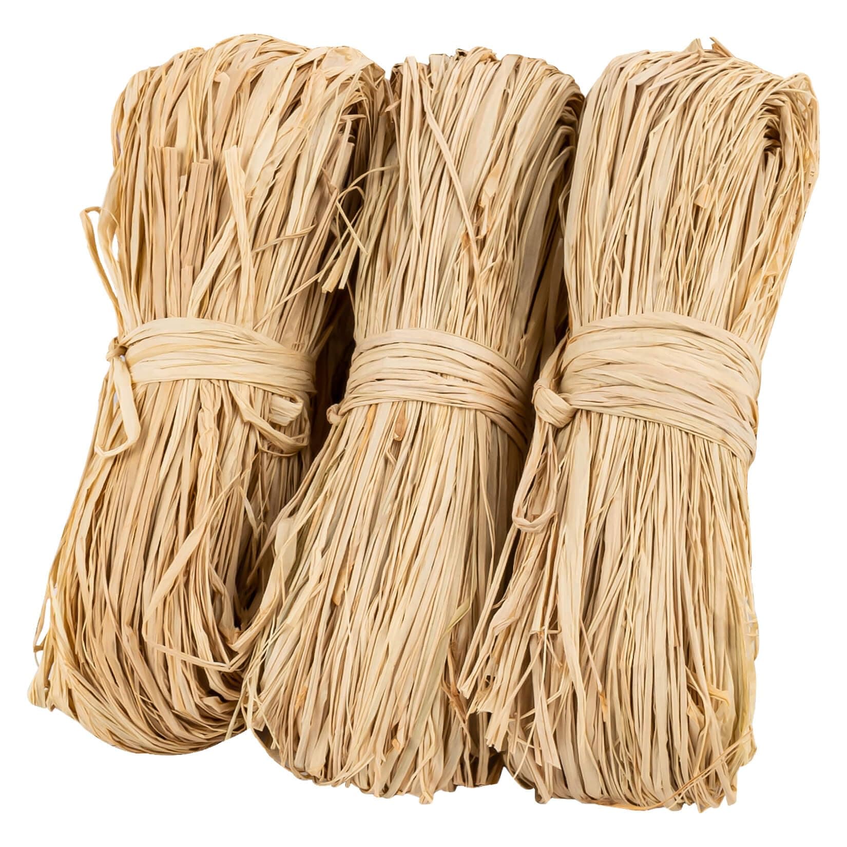 Sukh Natural Raffia Ribbon - 3PCS Raffia Straw for Florist Bouquets Decoration Twine Crafts Ribbon for Wrapping Christmas Birthday Halloween Easter Anniversary Florist Supplies