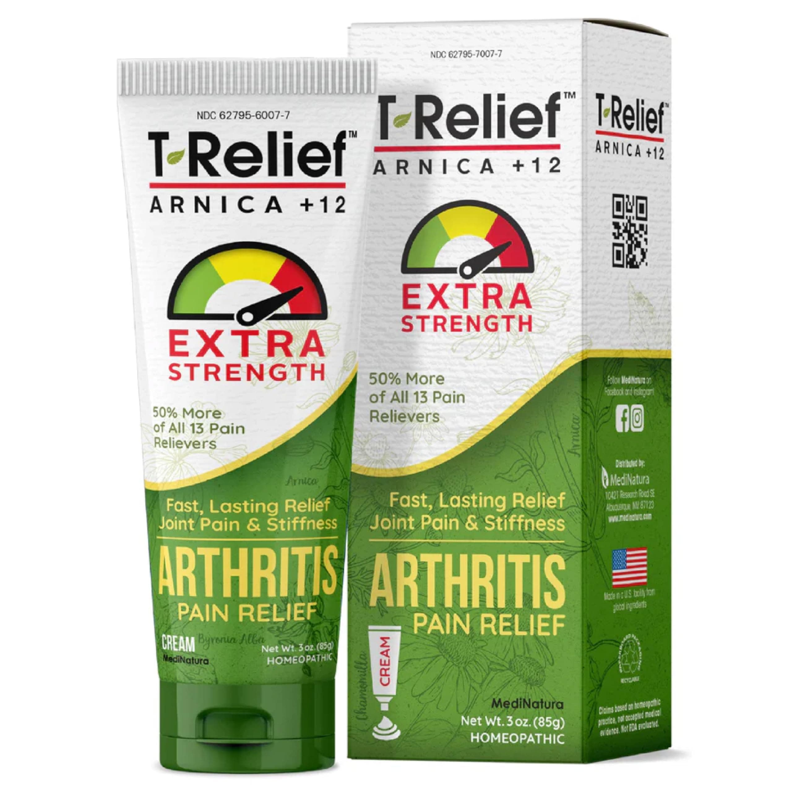 MediNatura T-Relief Arthritis Ointment Homeopathic Formula with Arnica - Pain Relief Cream for Minor Arthritis Pain and Joint Stiffness - 2 Ounce