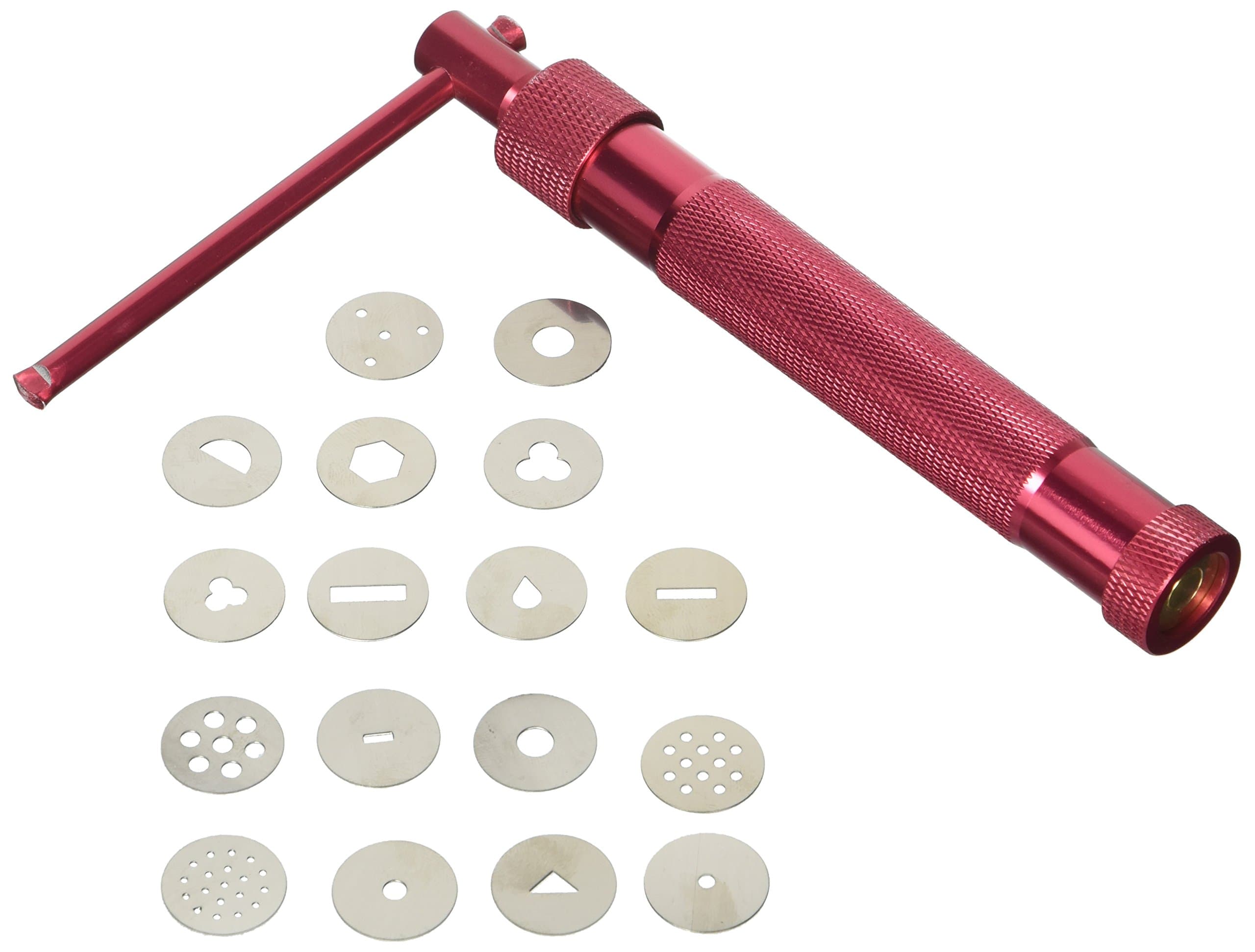 DZHJKIO Red Clay Cake Sculpture Gun with 20 Tips Clay Craft Sugar Paste Extruder Fondant Cake Sculpture Polymer Gun Tool