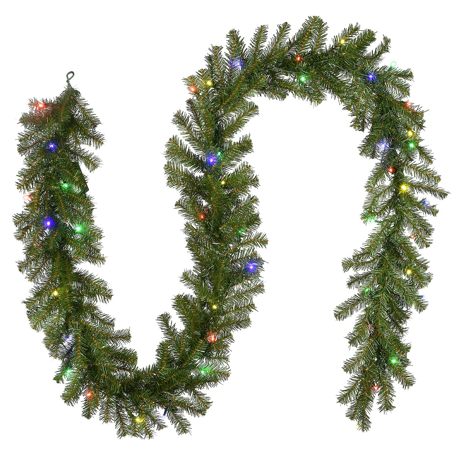 National Tree Company Pre-Lit Artificial Christmas Garland, Green, Evergreen, Multicolor Lights, Battery Operated, Christmas Collection, 9 Feet