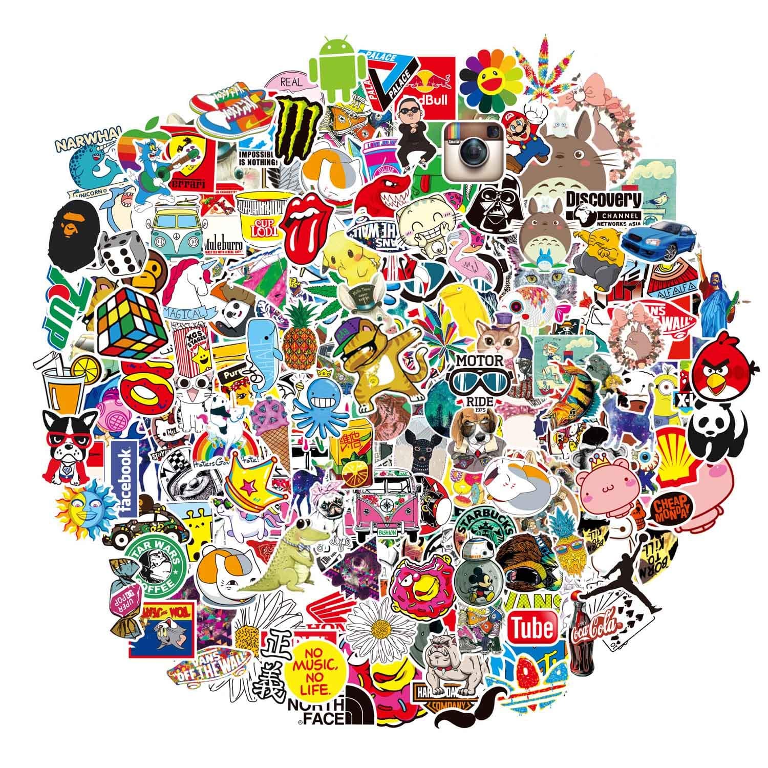 200-Pcs Featured Stickers,Suitable for Children and Adults of All Ages， Decals Vinyls for Laptop,Kids,Cars,Motorcycle,Bicycle,Skateboard Luggage,Bumper