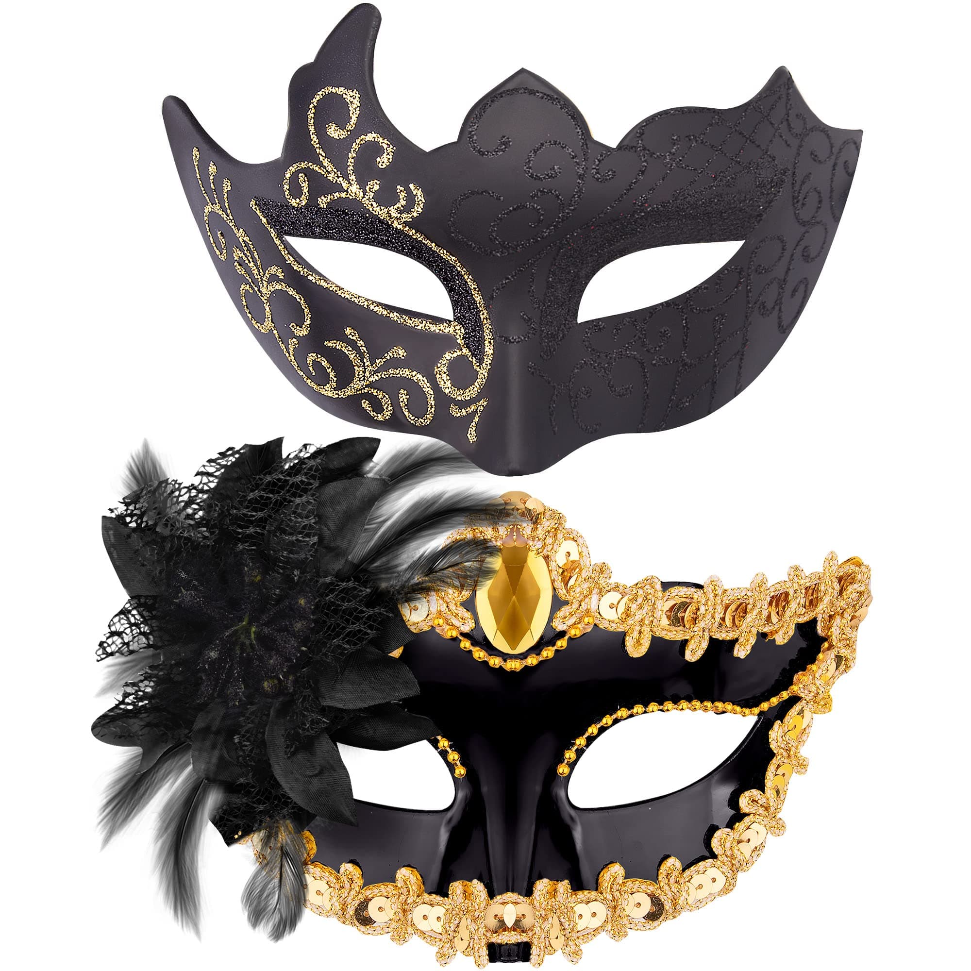 Couple Masquerade Masks Set Venetian Party Mask Plastic Halloween Costume Mask Mardi Gras Mask for Women and Men