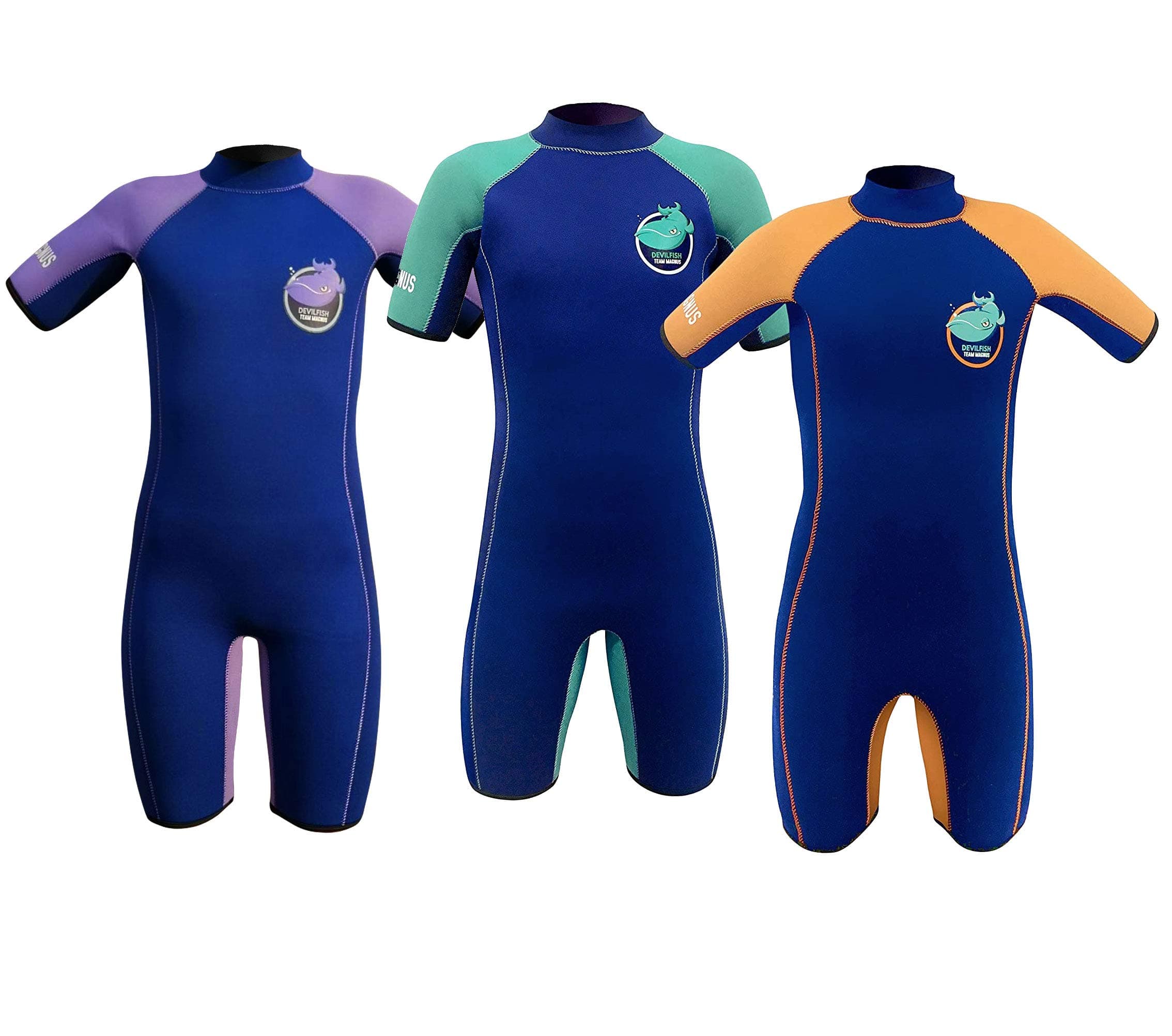 Team Magnus kids' wetsuit - unique 5 mm neoprene shorty - extremely insulating and elastic for kids age 3-14