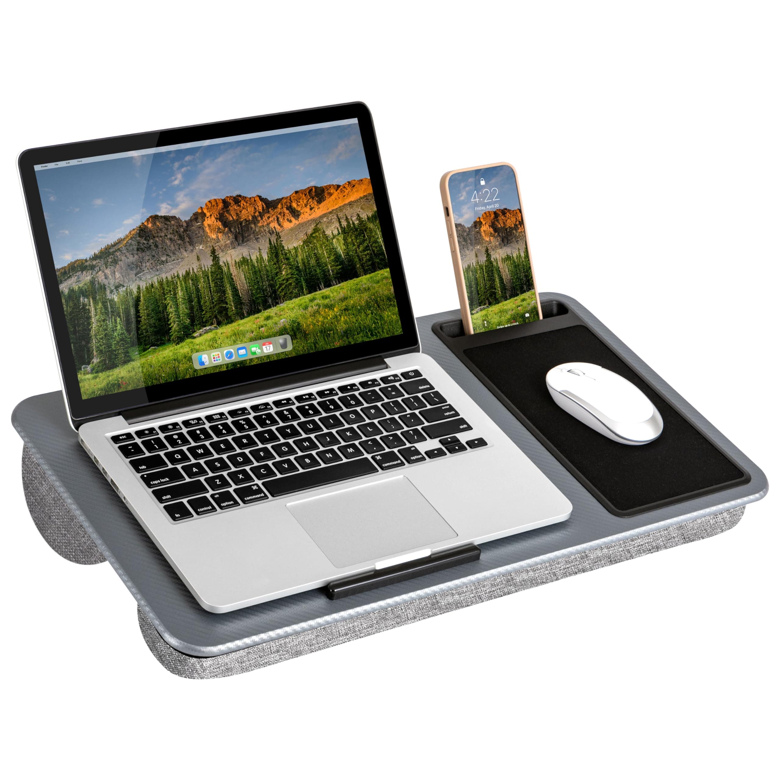 LapGear Home Office Laptop Desk with Device Holder with Mouse Pad/Phone Holder