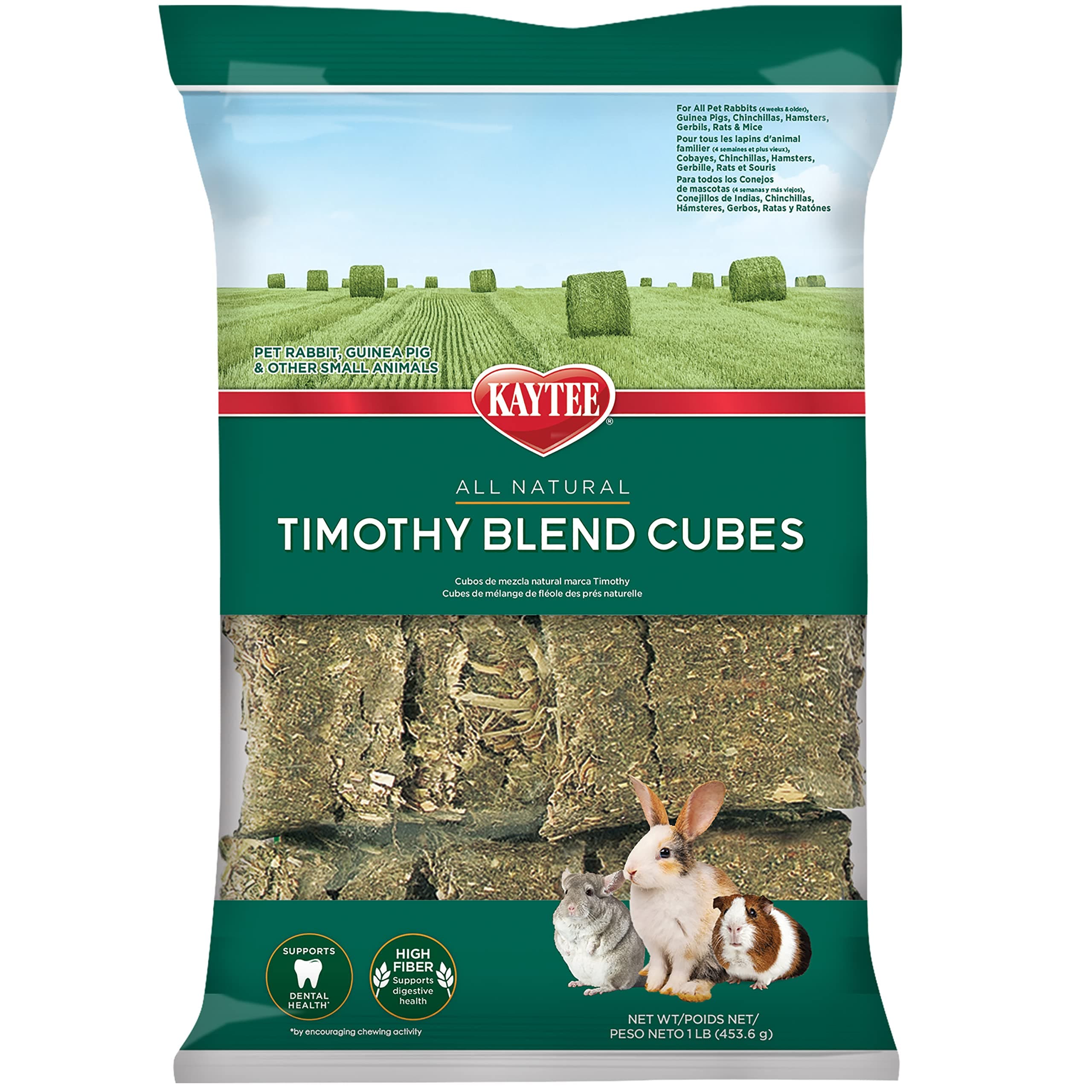 Kaytee Timothy Hay Blend Cubes for Pet Rabbits, Guinea Pigs, Chinchillas, and Other Small Animals, 1 Pound