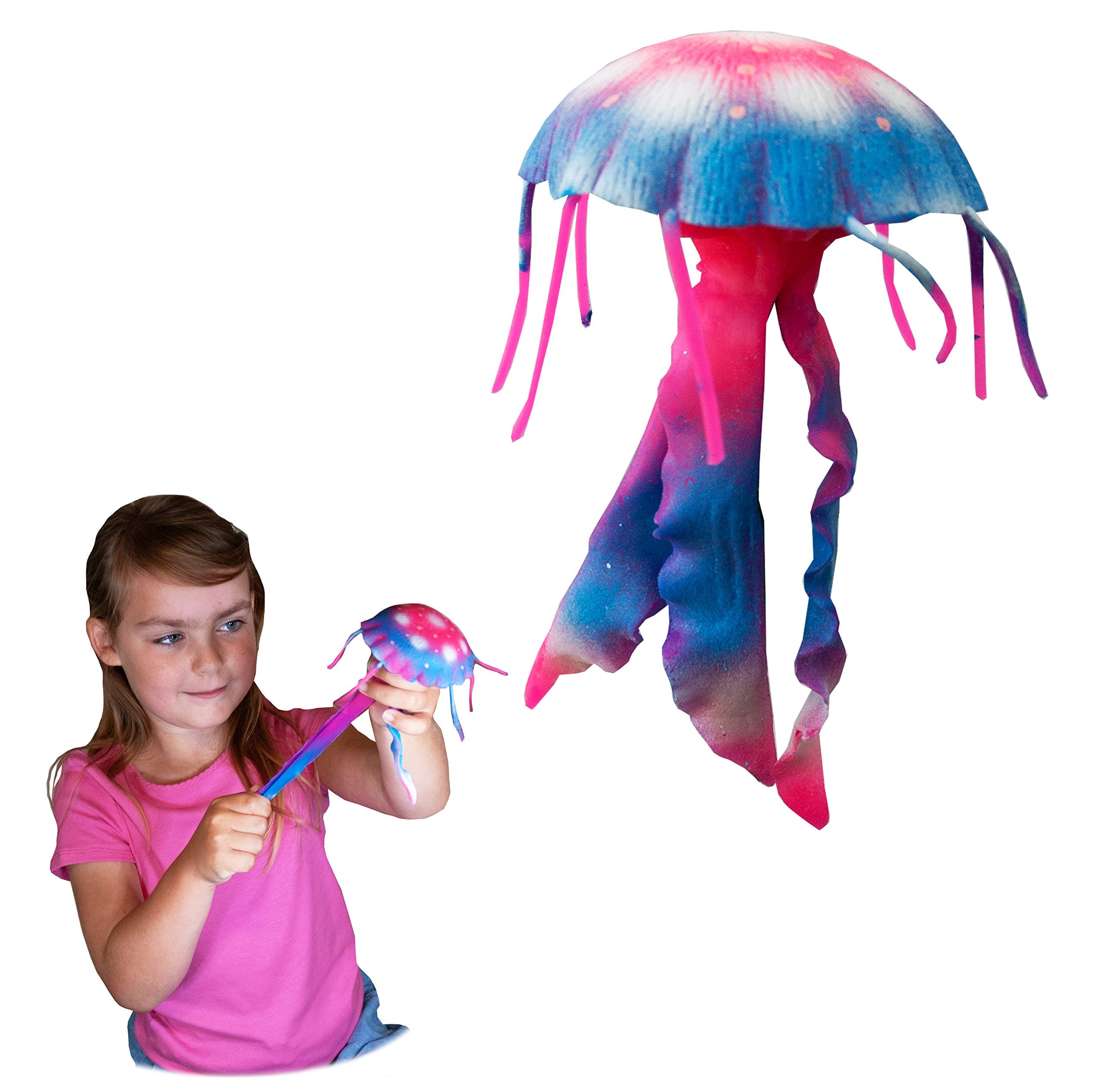 Stretchy Jellyfish Toy by Deluxebase. Animal Shaped Squishy Sensory Fidget Toys, Stress Relief Squeeze Figure, Soft Flexible Rubber, Fun Fantasy Gift for Kids