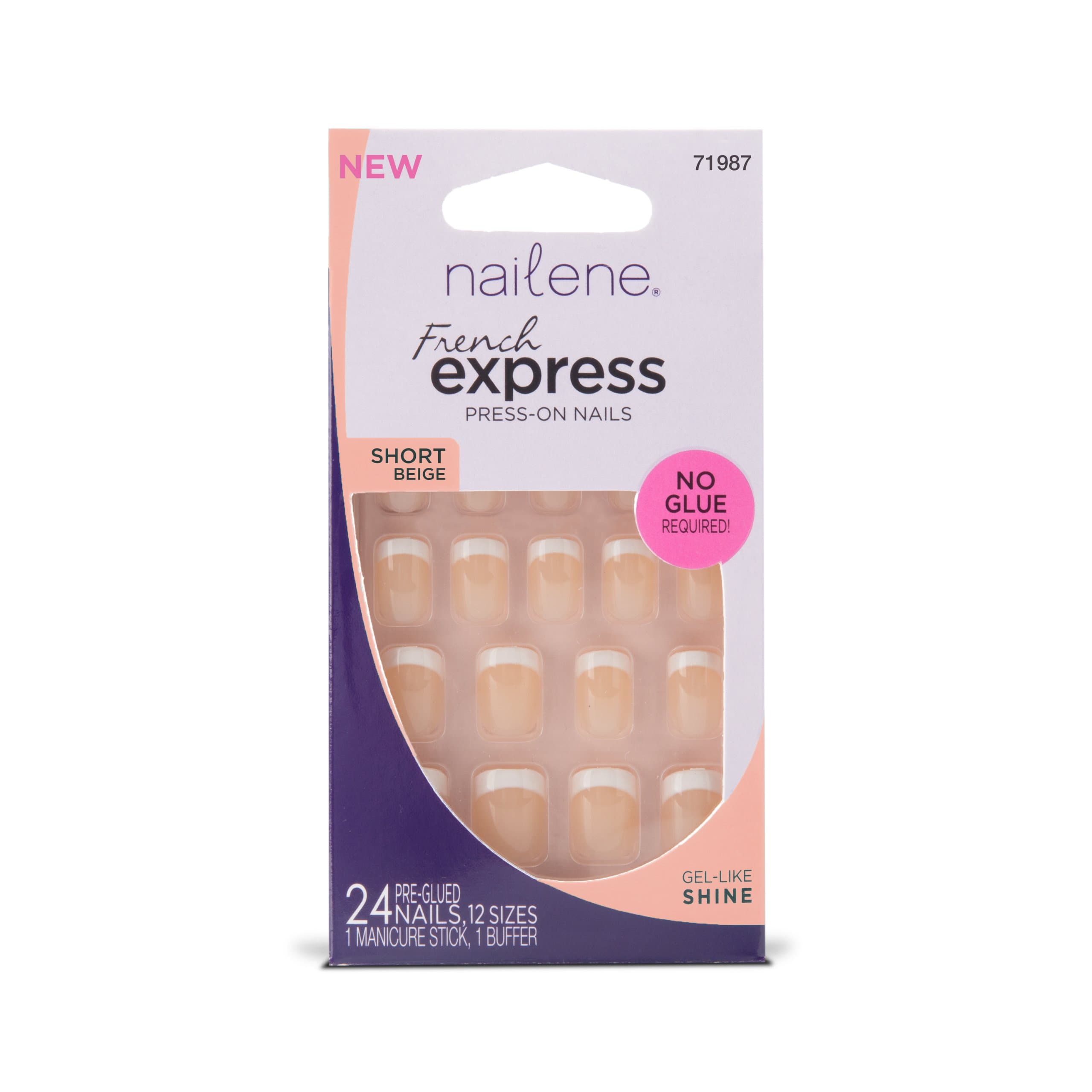 NaileneFrench Express Short Beige Press-On Nails, 71987, 24 count