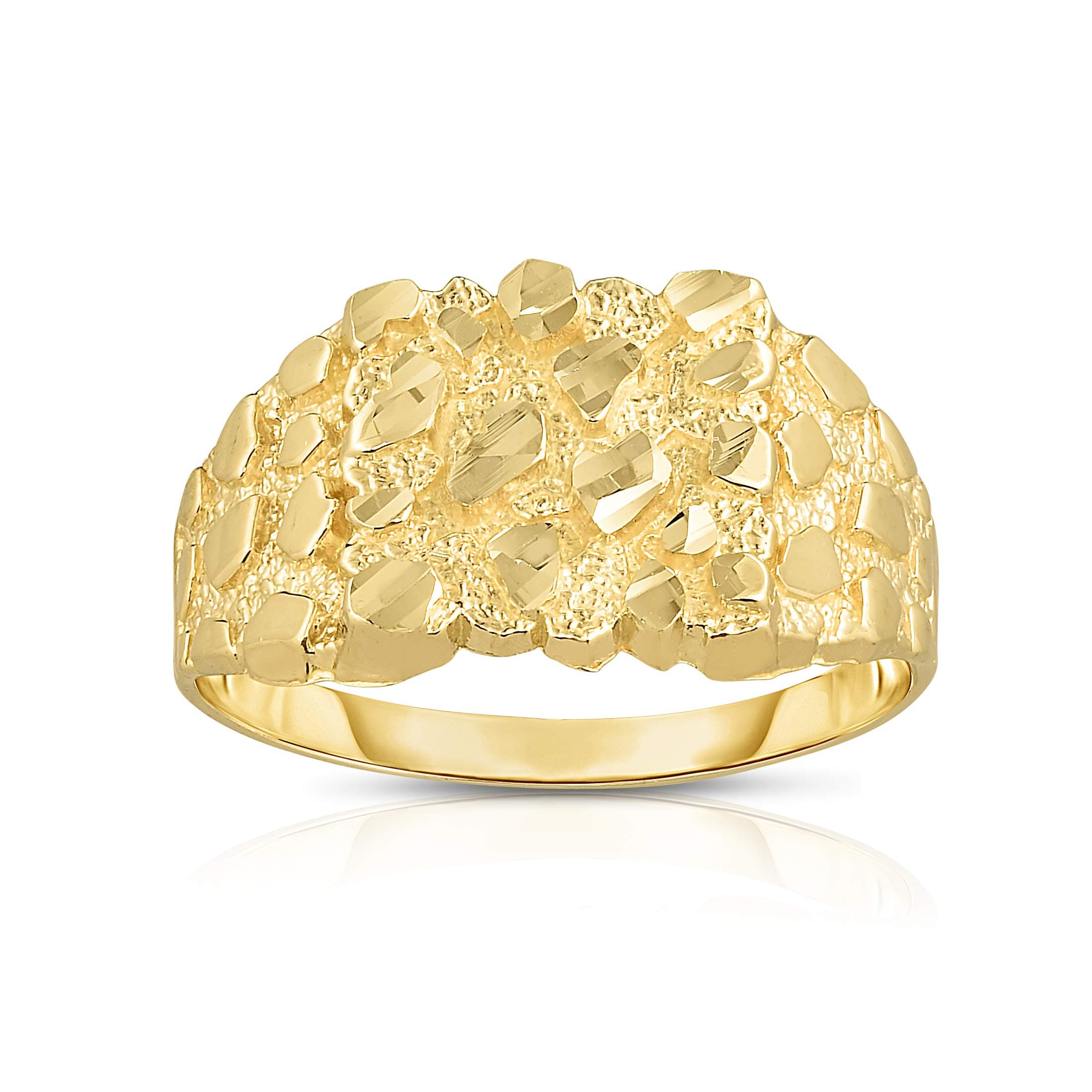 Floreo10k Yellow Gold 12.3mm Square Nugget Ring, Sizes 6-13